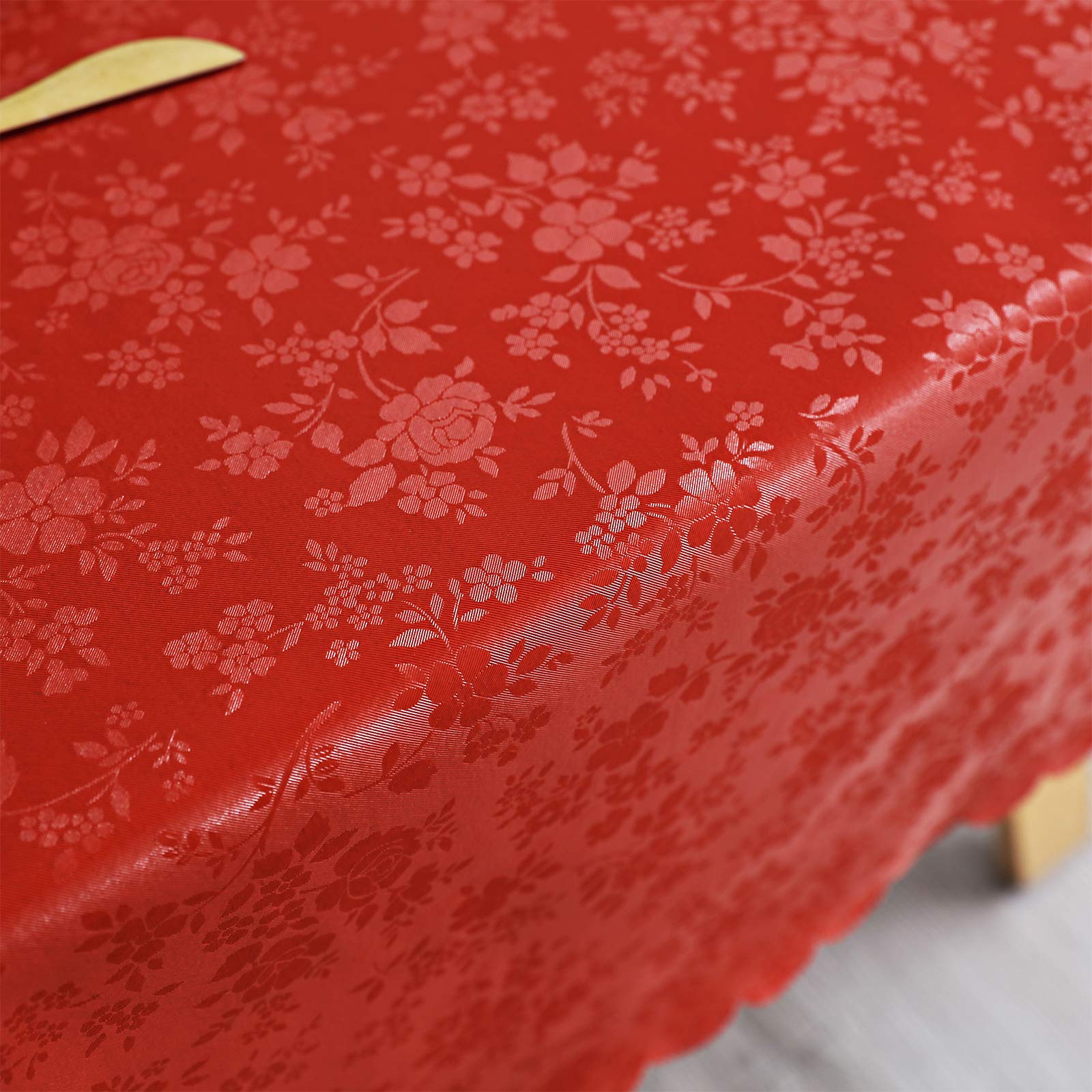Smiry Square Waterproof Vinyl Tablecloth - Heavy Duty, Wipeable & Washable Red Table Cover for Kitchen, Dining Room, Outdoor Picnics & Party Decor (54
