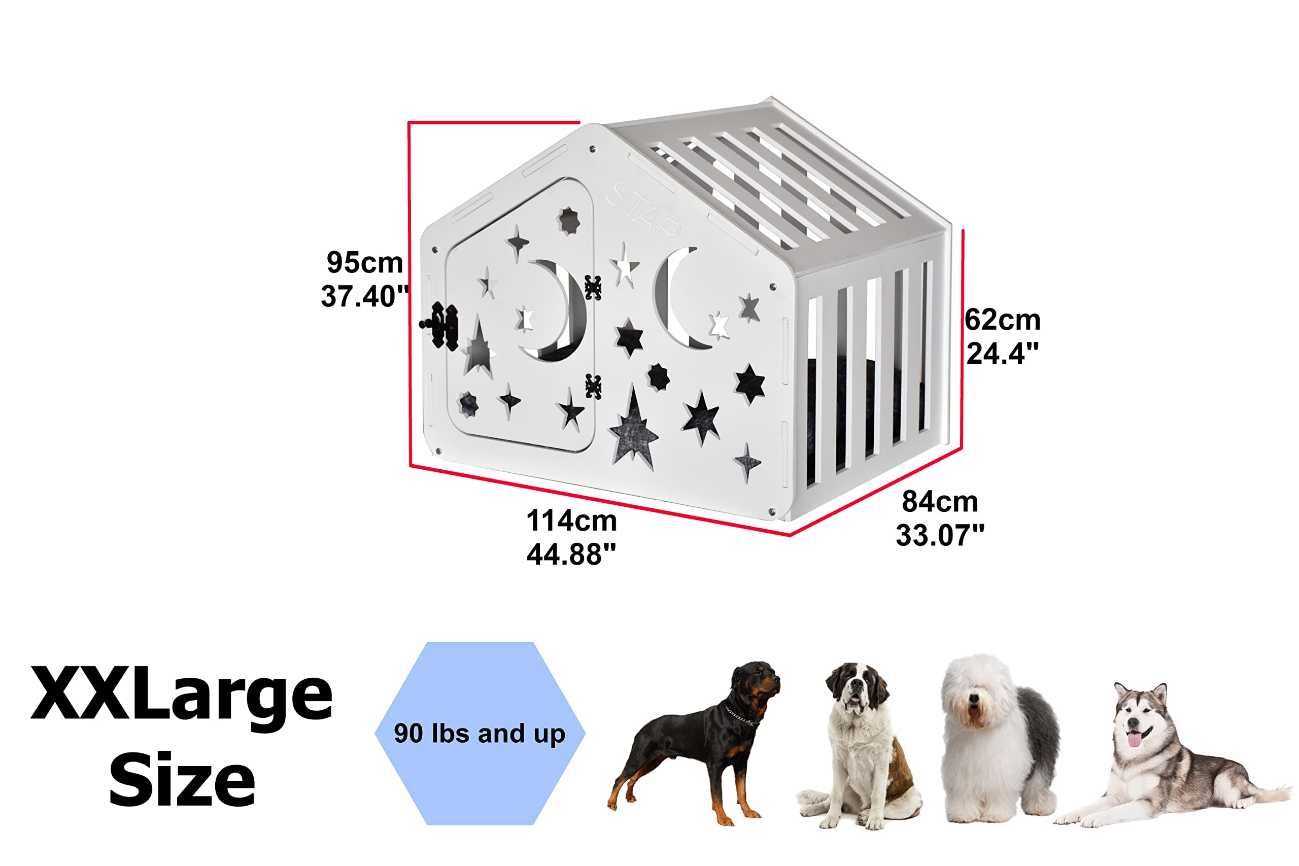 Layka Modern Indoor Dog House - Premium Wooden Dog Kennel with Double Doors & Cushion - Stylish Pet House for All Dog Breeds - Urban Dog Crate Furniture for Living Room, Bedroom or Office (Wood Craft Station, House of Paws)