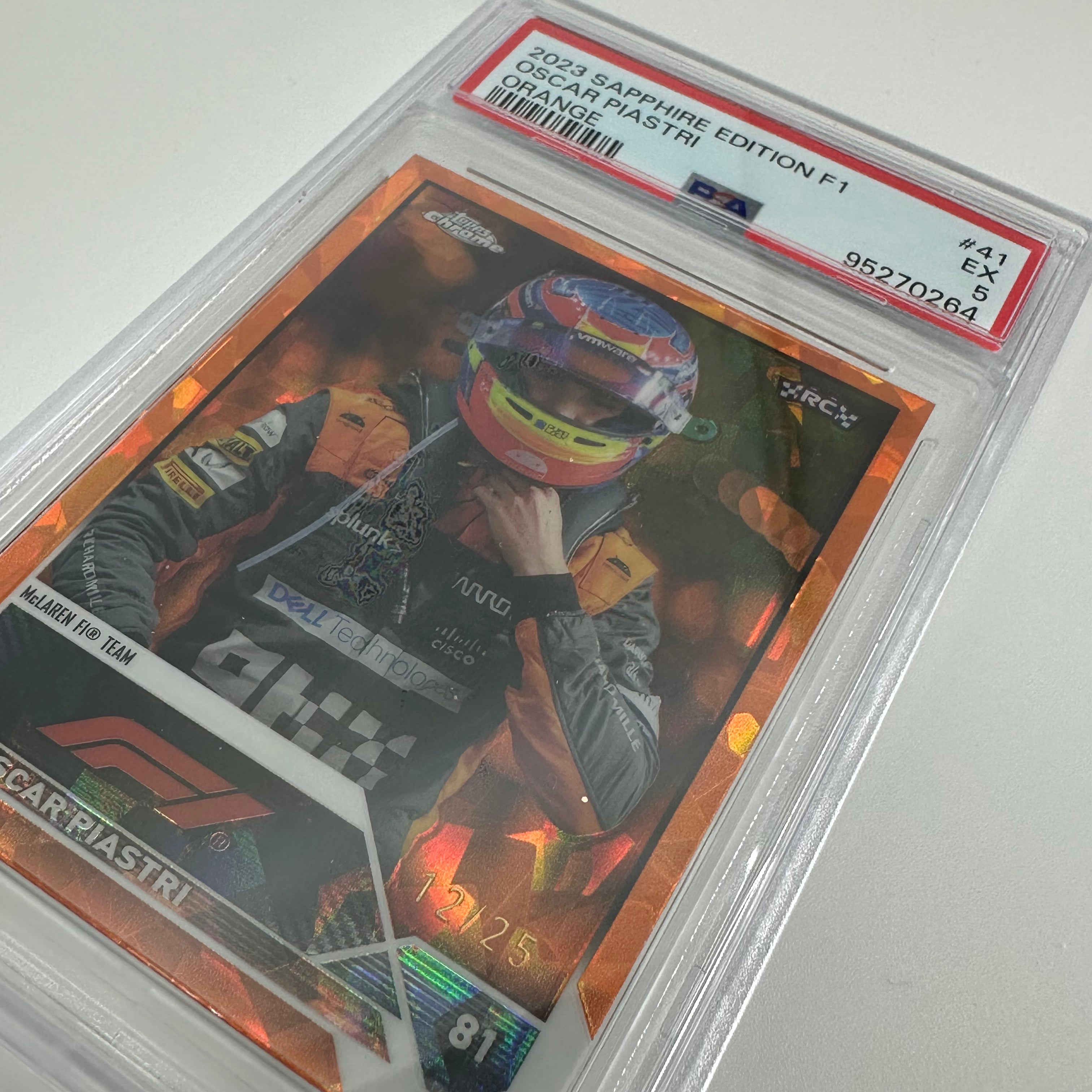 2023 Topps Chrome F1 Oscar Piastri #41 Rookie Card - PSA 5 Sapphire Edition (12/25 Orange) - Perfect for F1 Collectors, Racing Fans & Sports Memorabilia Enthusiasts