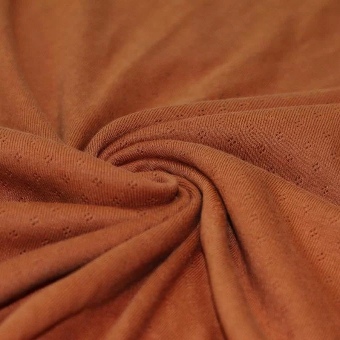 Pointelle Knit Sweater Women's Cognac Brown - Cozy Fall & Winter Fashion for Casual Outings and Layering
