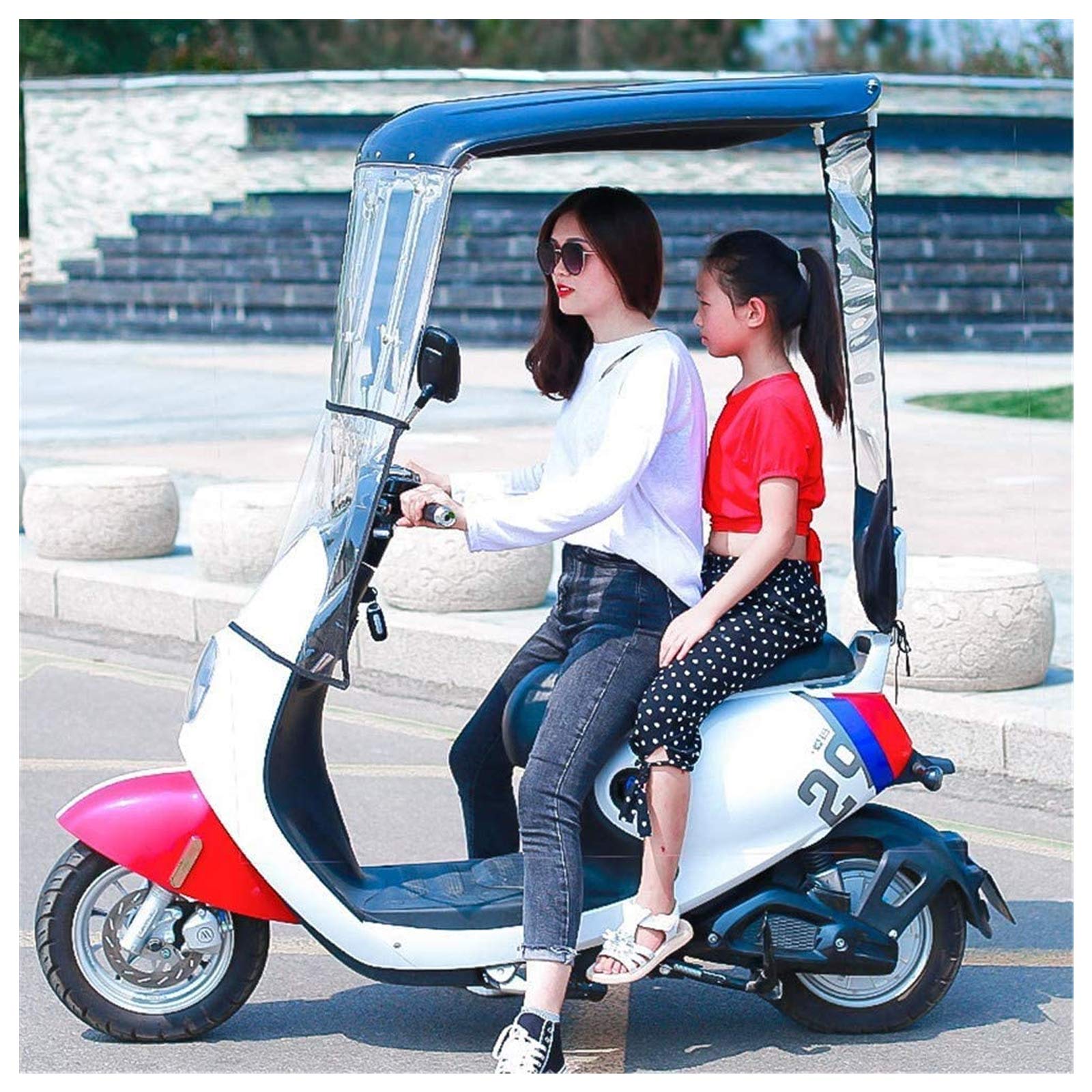 Universal Electric Motorcycle Sunshade Cover - Waterproof Fully Enclosed Scooter Umbrella for Sun & Rain Protection | Ideal for Outdoor Parking, Commuting, and Mobility Scooters