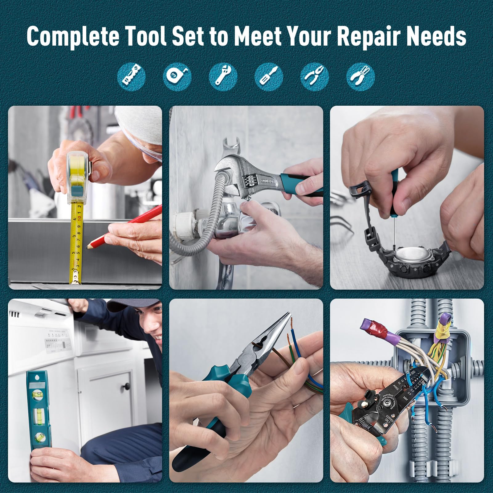 SUNDPEY 281-Piece Home Tool Kit - Complete Portable Repair Tool Set with Socket Wrench, Screwdrivers, Pliers, Hex Keys & Toolbox - Perfect for DIY, Home Maintenance & Auto Repairs