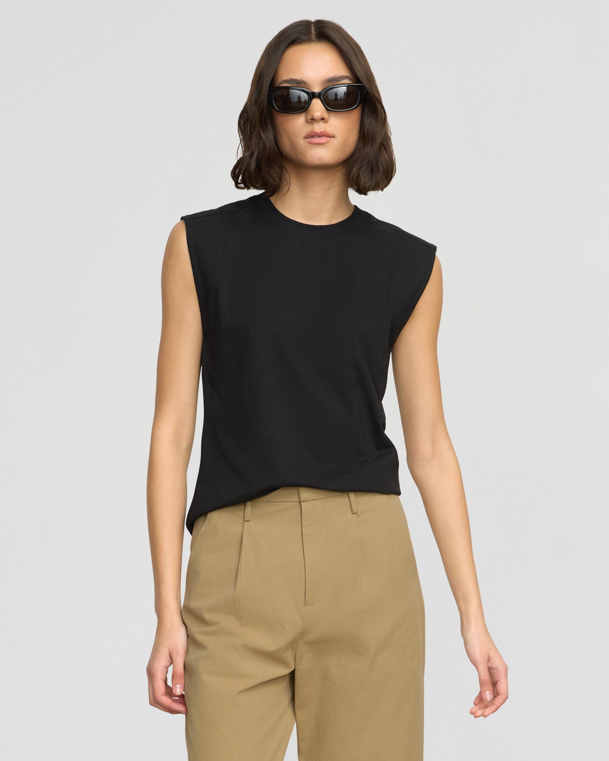 Nana Organic Cotton Structured Shoulder Tee - Women's Comfortable Basic T-Shirt for Casual Wear & Everyday Outfits
