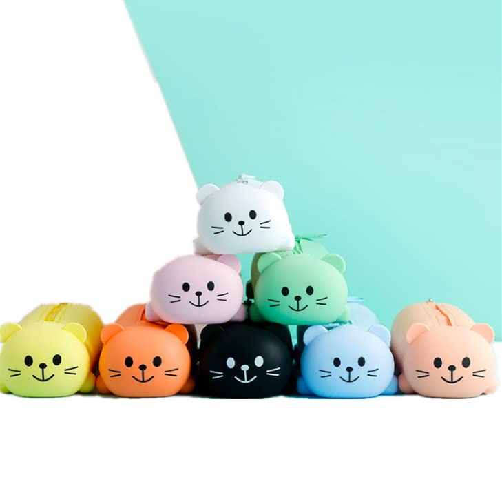 Homies Silicone Cute Panda Bear Mini Pencil Case - Cat Shaped Colorful Pouch Wallet for School & Office (2-Pack Random Colors) - Perfect for Students, Artists & Stationery Lovers