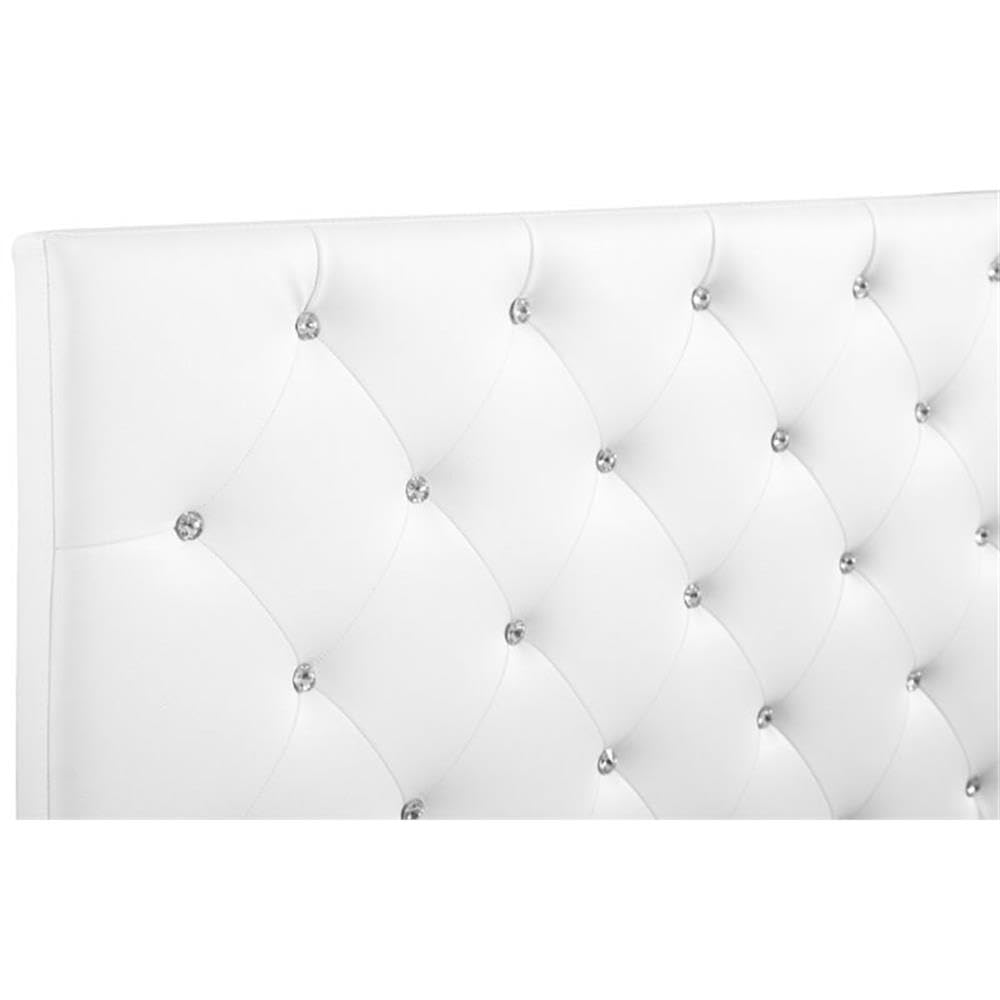 Glory Furniture Super Nova Faux Leather Upholstered Full Headboard in White - Modern Bed Frame Accent for Master Bedroom & Guest Room Decor