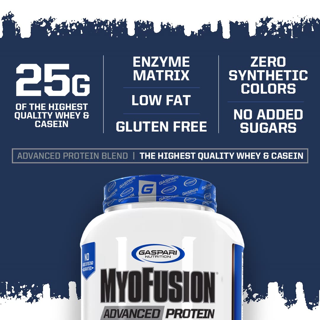Gaspari Nutrition Myofusion Advanced Protein Powder - Whey, Casein & Isolate Protein Blend - Low Fat, Gluten Free - 4lbs Vanilla Ice Cream Flavor - Post Workout Recovery & Muscle Building Supplement