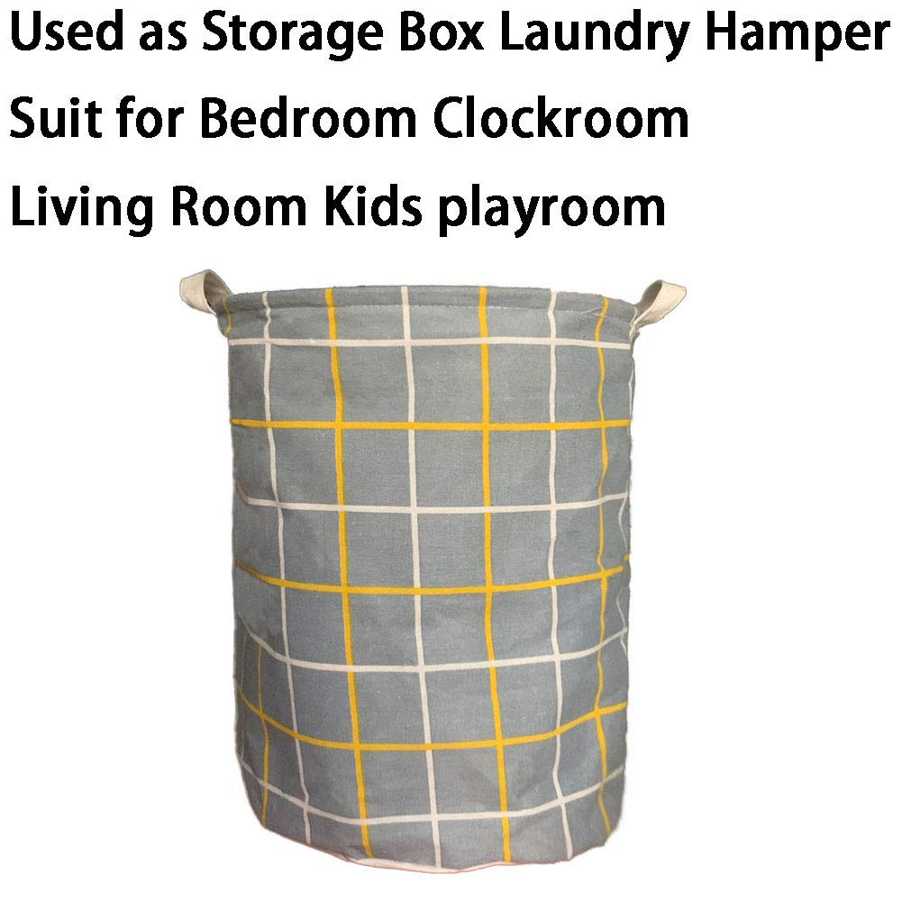 2 Pack Thickened Laundry Hampers with Sturdy Handles - Waterproof Drawstring Cotton Linen Collapsible Storage Basket (17