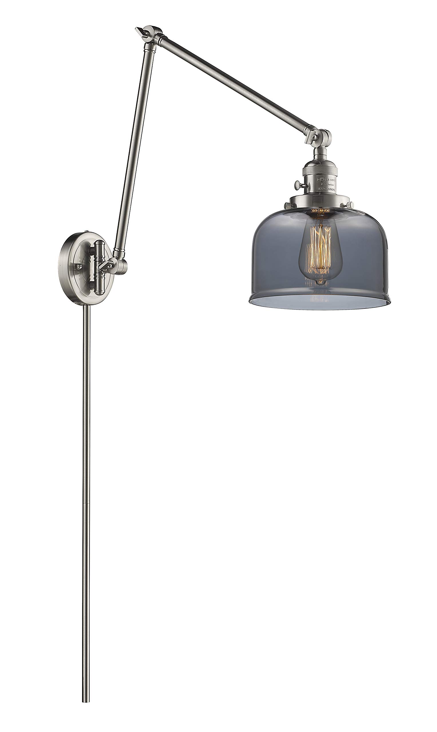 Vintage Dimmable LED Swing Arm Lamp - Brushed Satin Nickel Finish - Adjustable Reading Light for Bedroom, Office & Study Desk - Energy Efficient LED Lighting Fixture