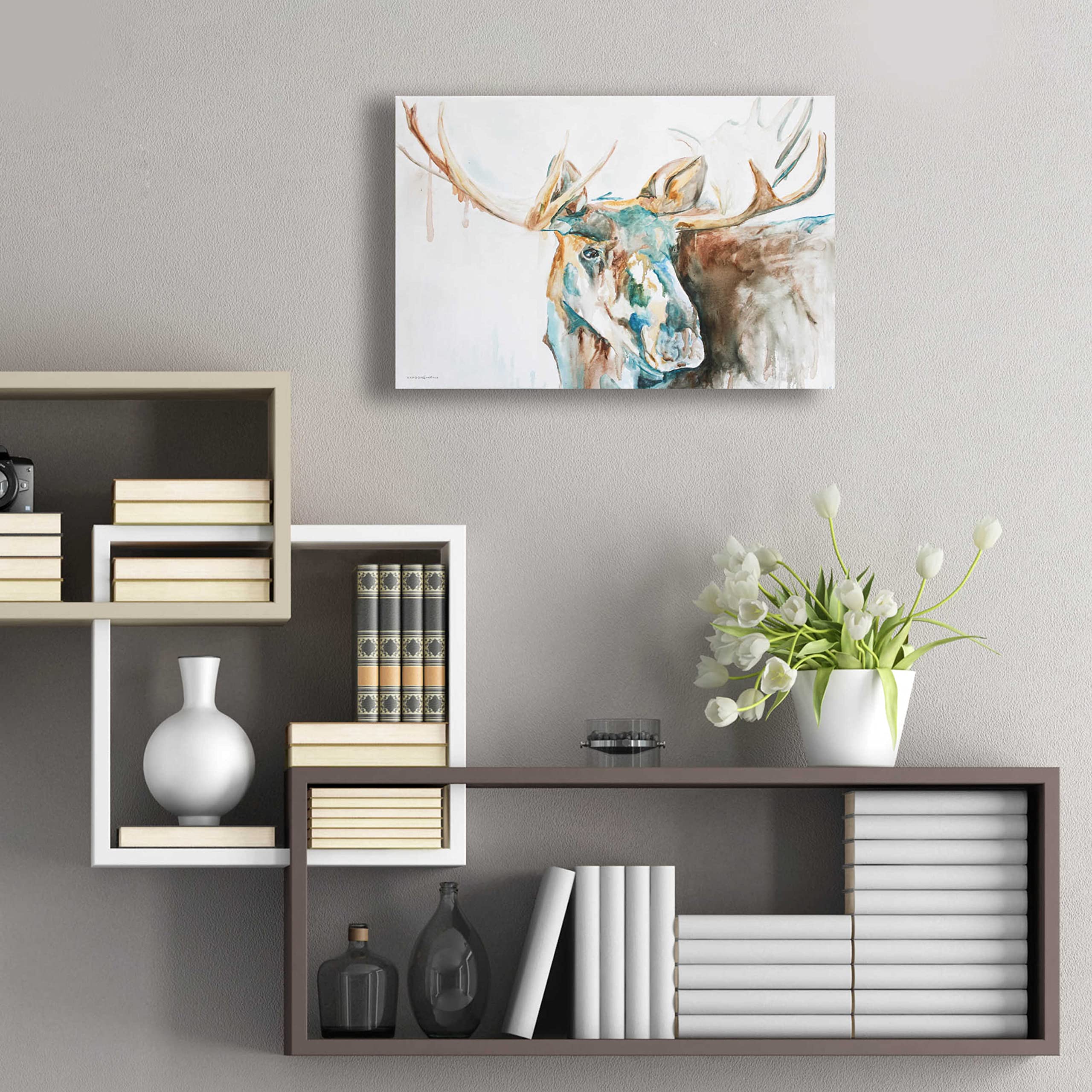 Epic Art 'Water Moose' by Kamdon Kreations - Premium Acrylic Glass Wall Decor (24x16 Inches) - Modern Home & Office Artwork for Living Room, Bedroom, or Gift