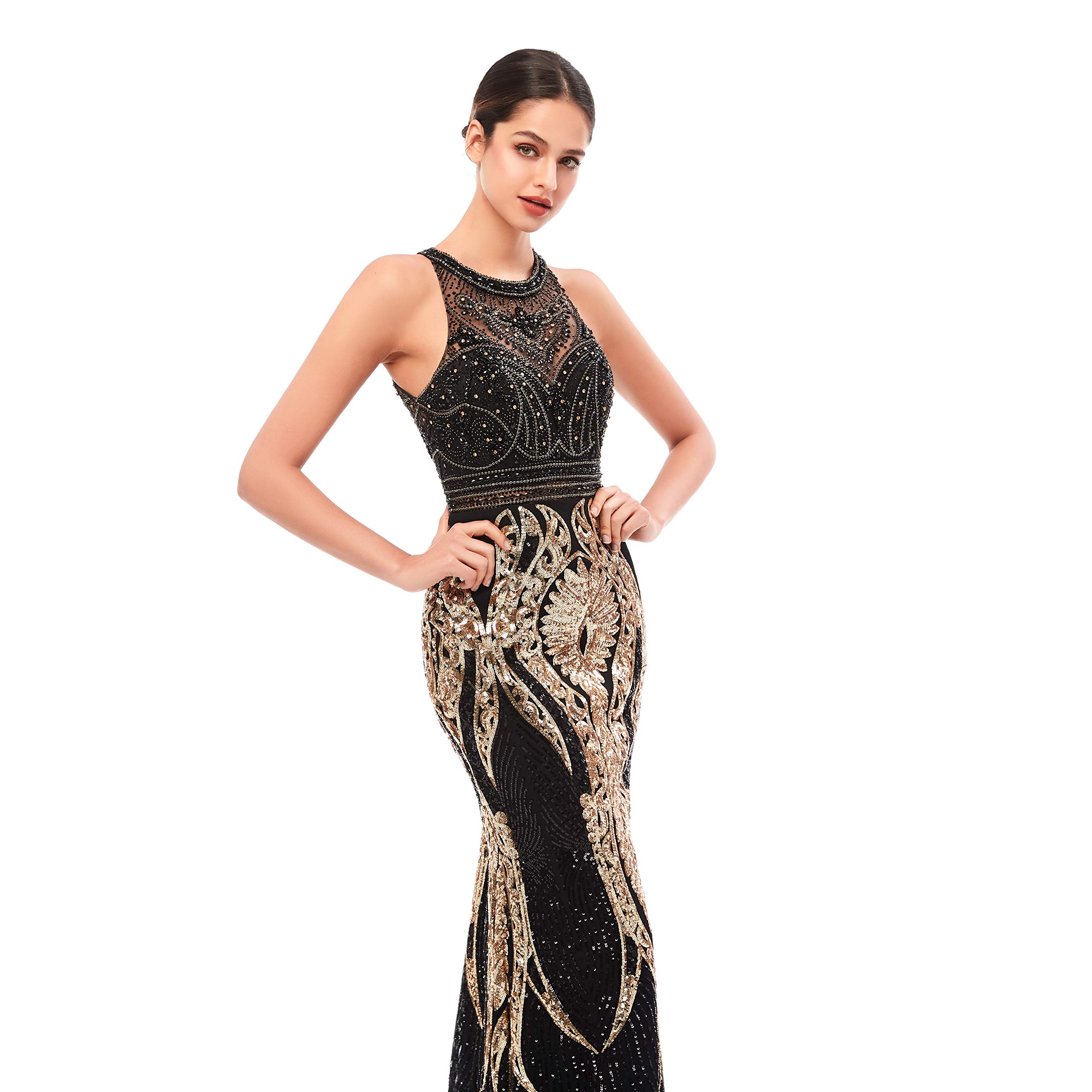 Sexy Halter Sequins Beaded Prom Dress 2023 - Mermaid Long Bridesmaid Gown for Evening Party, Wedding, Homecoming & Special Occasions