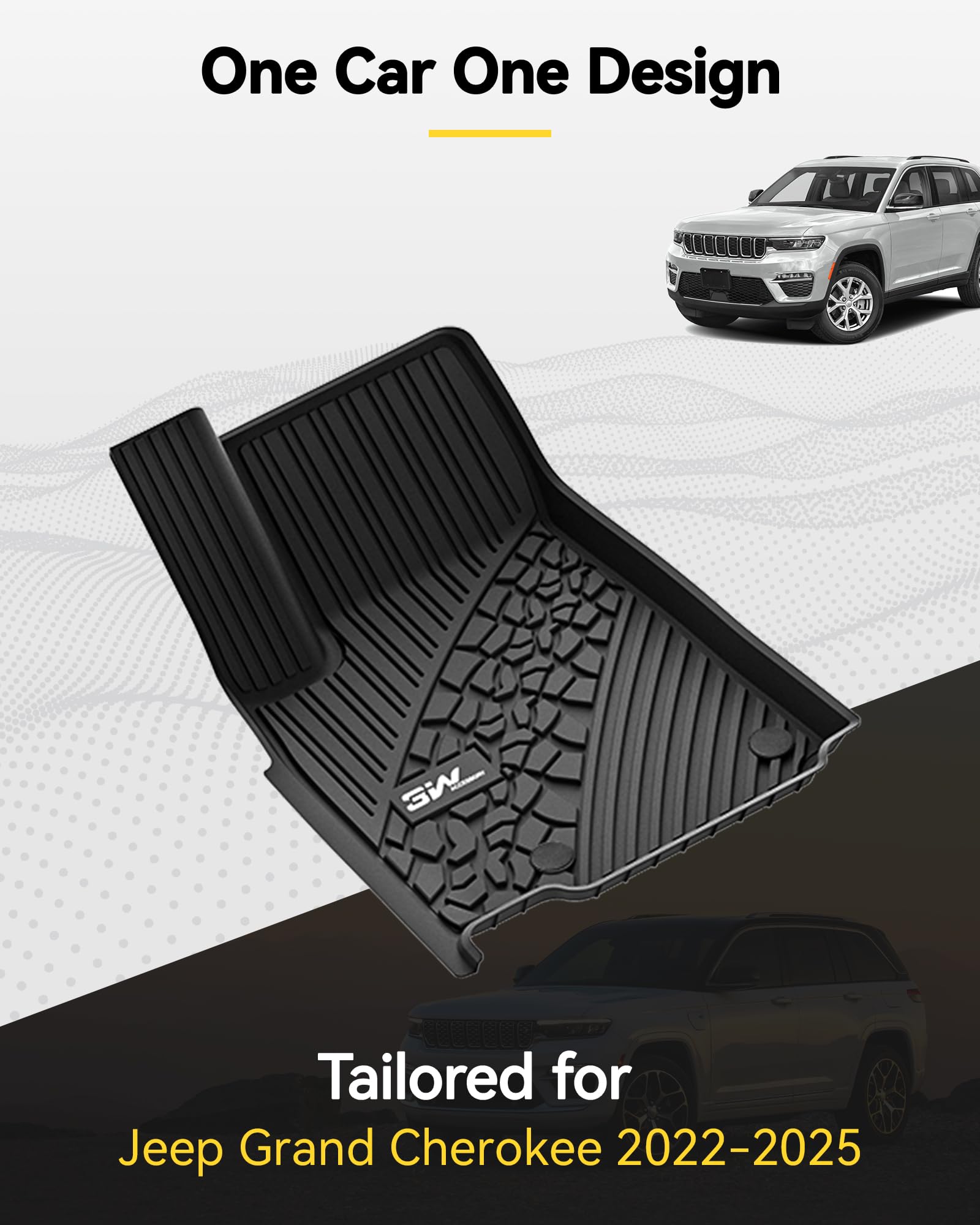 Premium TPE All-Weather Floor Mats & Cargo Liner for Jeep Grand Cherokee (2022-2025 Models Including 4xe) - Custom Fit 1st/2nd Row & Trunk Protection - Heavy Duty Black Car Mats for Off-Road, Daily Commute & Family Road Trips