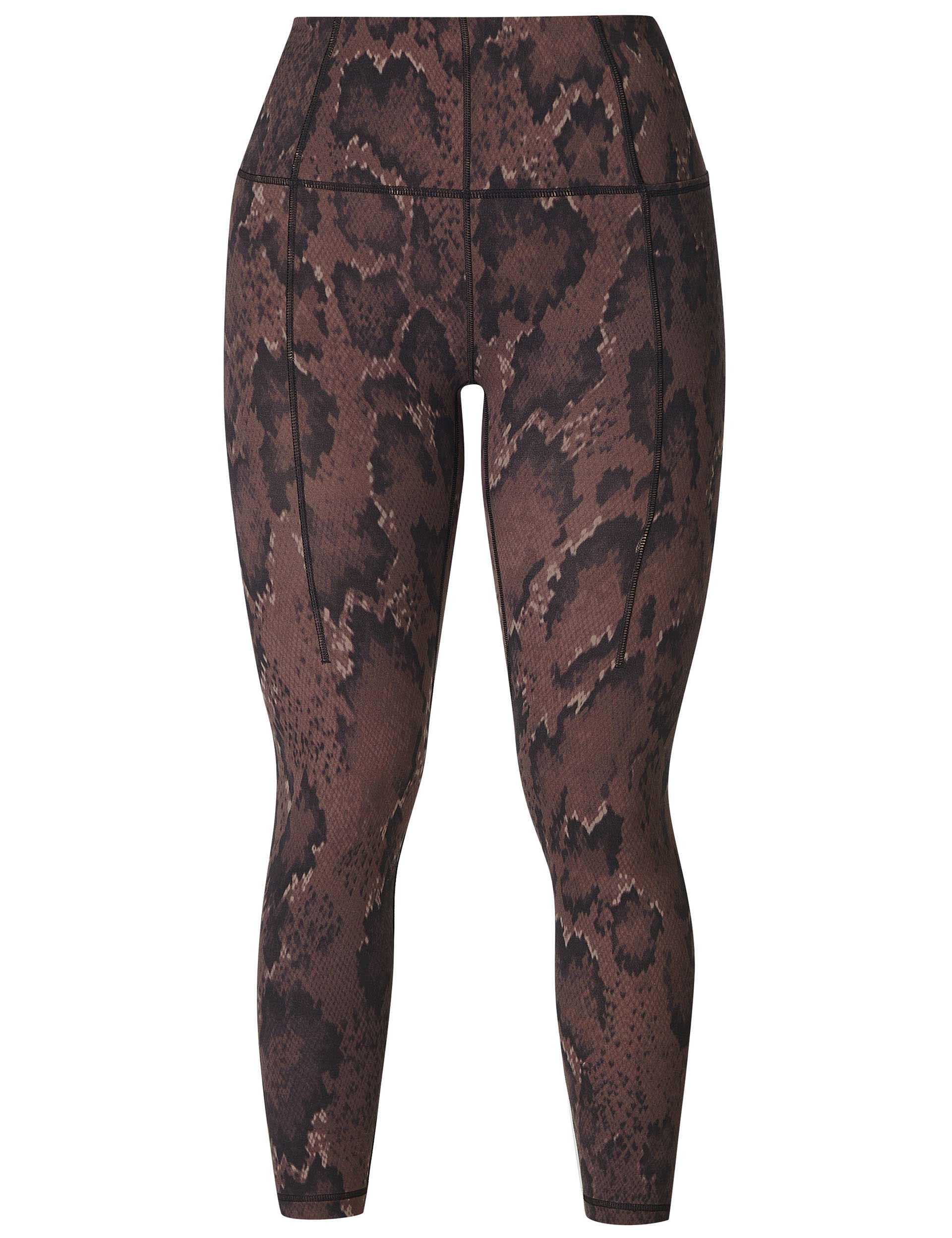 Super Soft 7/8 Yoga Leggings - Brown Python Print High Waist Workout Pants for Women | Perfect for Yoga, Gym, Running & Lounge Wear