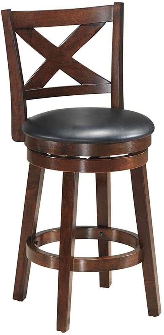 ERGOMASTER Dark Brown Swivel Bar Stools - 24 Inch Counter Height Barstool with Adjustable Seat - Modern Kitchen & Pub Stool for Home, Restaurant & Bar Use (Set of 1)