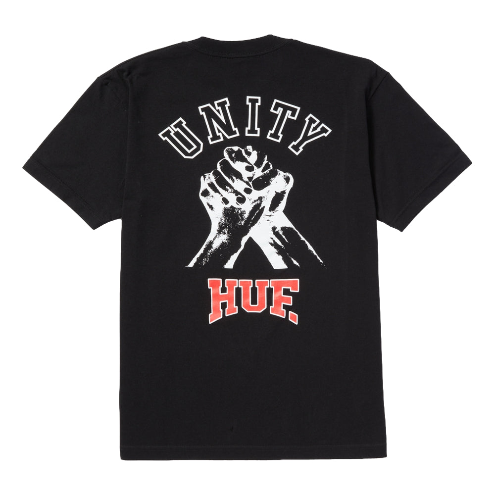 HUF UNITY SONG Short Sleeve T-Shirt for Men - Black Cotton Graphic Tee - Streetwear Fashion for Casual Wear & Summer Outfits
