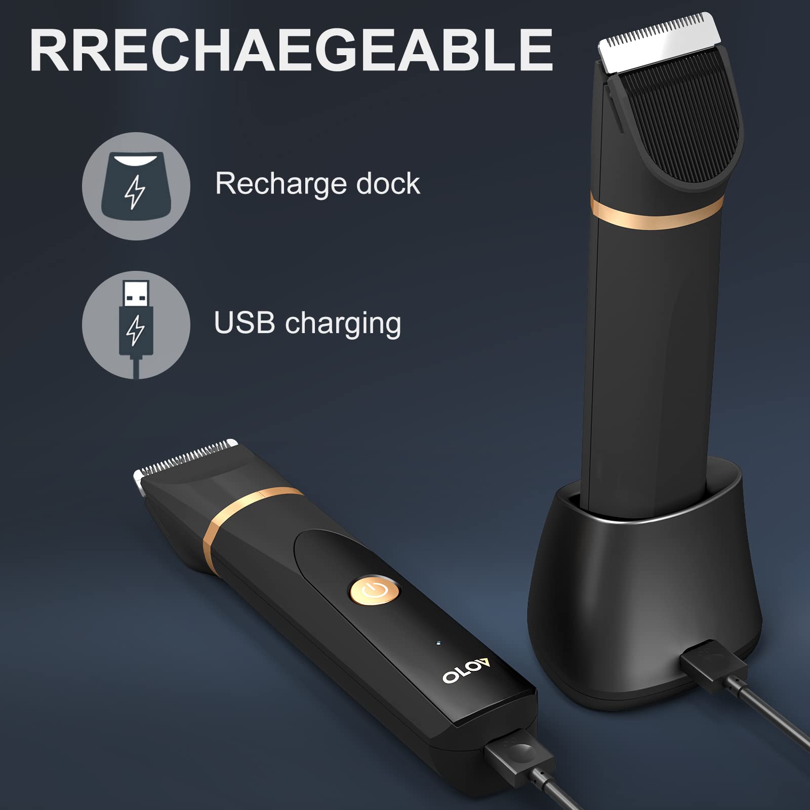 OLOV Electric Body Hair Trimmer for Men & Women - Waterproof Wet/Dry Groin & Bikini Trimmer with Replaceable Ceramic Blades, USB Rechargeable - Perfect for Travel, Gym & Personal Hygiene Care