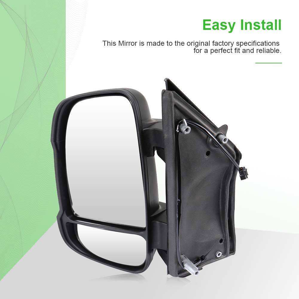 SCITOO Driver Side Mirror Replacement for 2014-2019 Ram ProMaster 3500 - Left Side View Mirror with Manual Folding & Turn Signal - Black Exterior Mirror (Part #CH1320376) | Perfect for Truck Upgrades & Fleet Maintenance