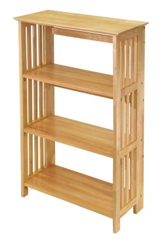 Mission Pine Wood Bookcase - Natural Finish, 36 Inch Tall, Rustic Bookshelf for Living Room, Bedroom, or Home Office Storage