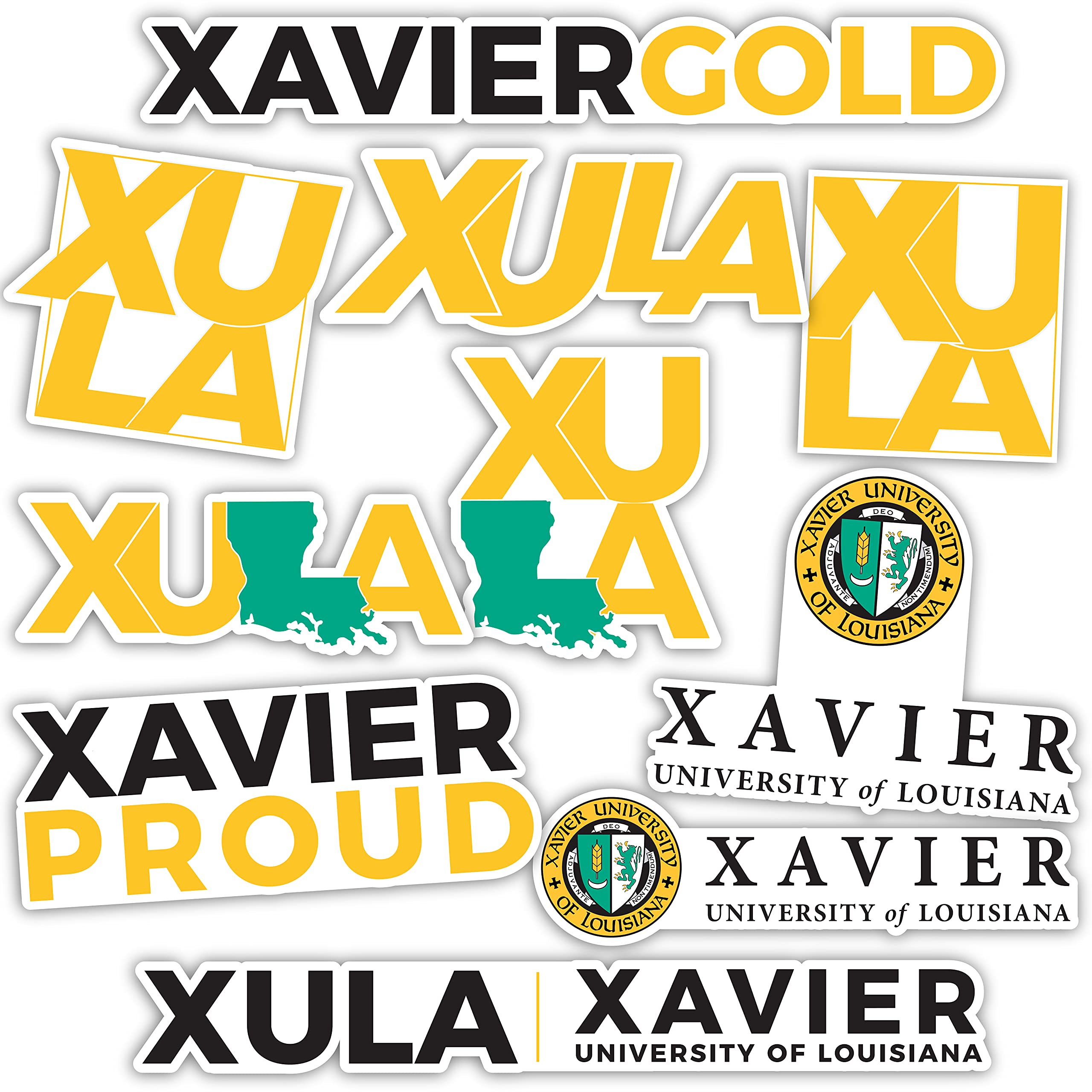 Xavier University Louisiana Gold XULA Desert Cactus Vinyl Decals - Waterproof Stickers for Laptop, Water Bottle, Car, Scrapbook (Type 2) - Perfect for School Spirit, College Decor & Gift Ideas