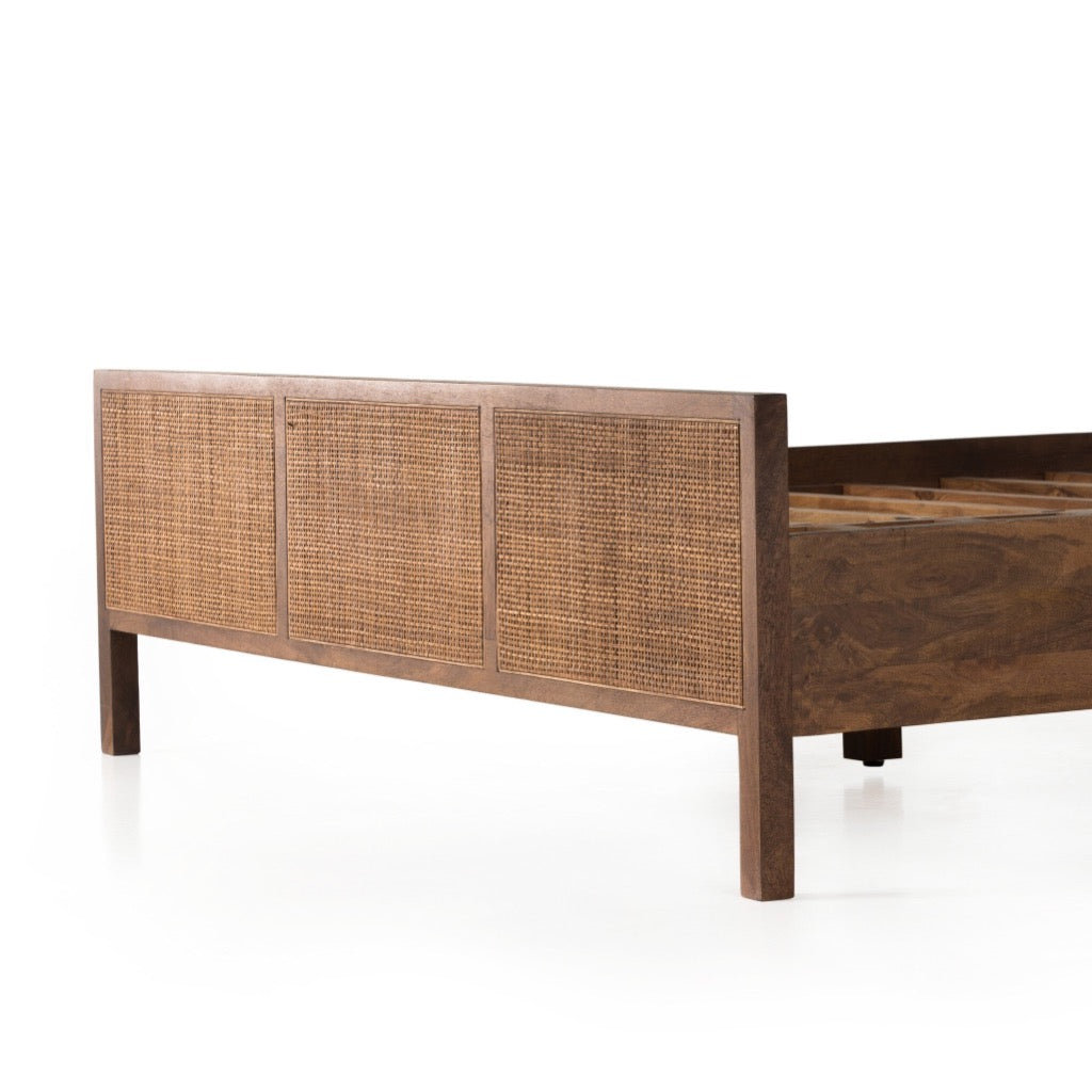 Sydney Bed Frame - Brown Wash Wooden Platform Bed with Headboard - Perfect for Modern Bedrooms and Guest Rooms