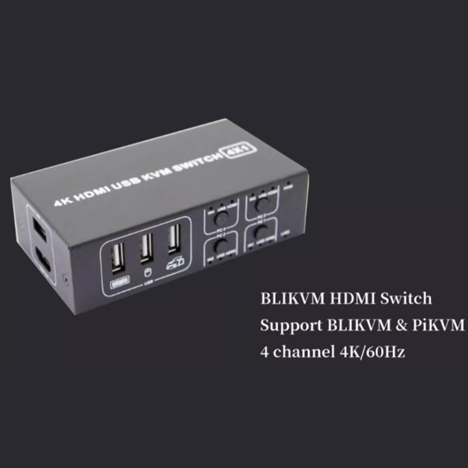 4-Port HDMI KVM Switch for 4 Computers - Seamless Switching Between Laptop, Mouse, Keyboard & Display - USB & Audio Support - Ideal for Home Office, Gaming & Multi-PC Setup