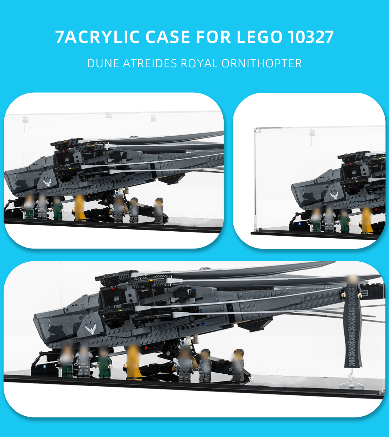 Lego Dune Atreides Royal Ornithopter 10327 Display Case - Clear Acrylic Showcase for Collectible Lego Sets - Perfect for Home Decoration, Office Display & Gift Giving