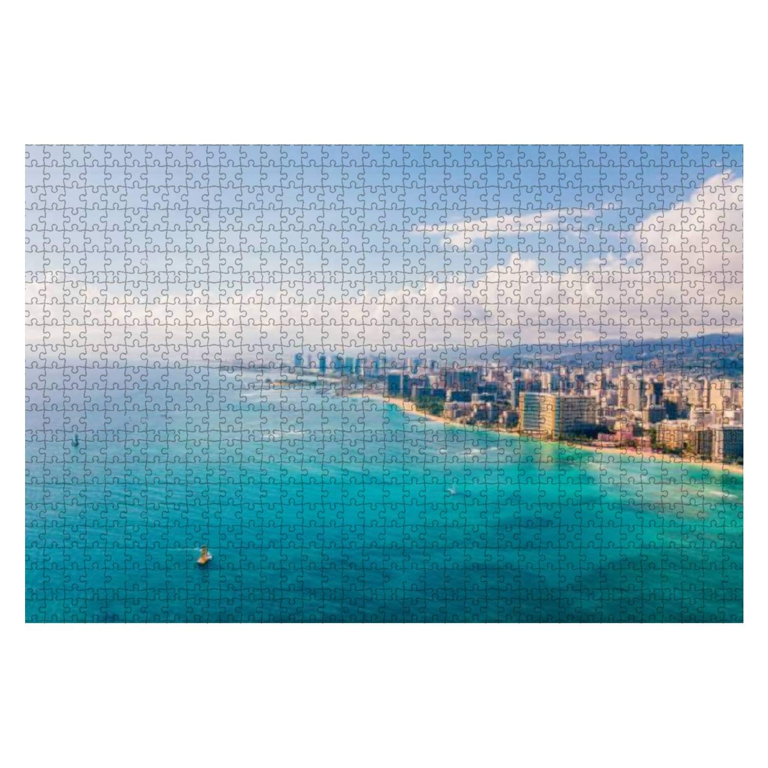 1000-Piece Wooden Jigsaw Puzzle - Diamond Head Volcano & Waikiki Beach Scenery | Educational Puzzle for Adults & Kids | Stress Relief Game | Perfect for Family Game Night & Classroom Activities