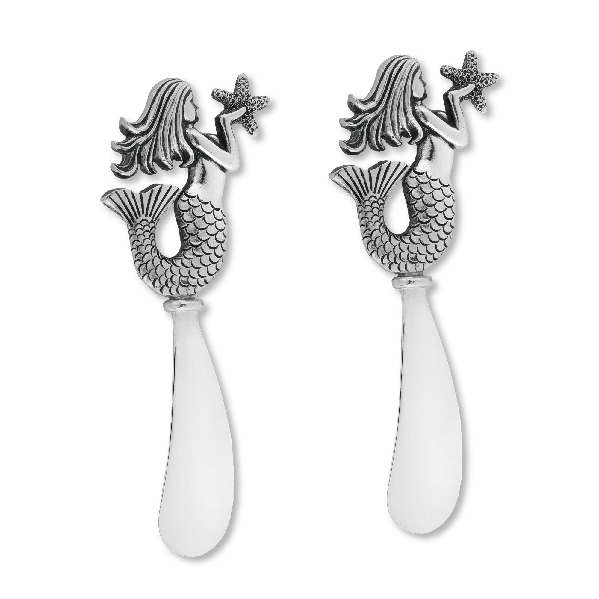 UPware 2-Piece Zinc Alloy Cheese and Butter Knife Set - Elegant Mermaid Design Spreader Utensils for Cheese Platters, Charcuterie Boards & Breakfast Tables