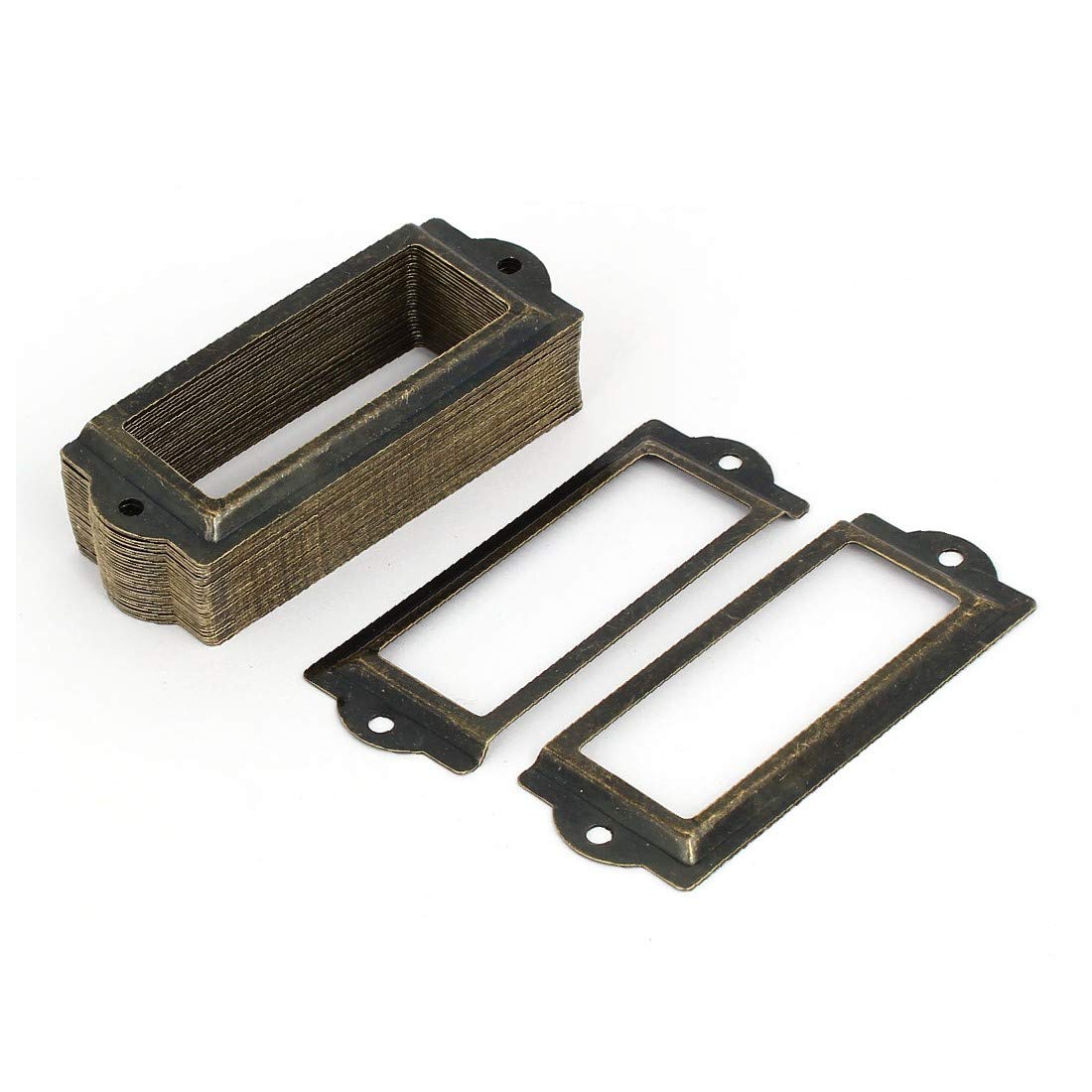 Premium Bronze Tone Iron Label Holder Frame - 83mm x 31mm (30pcs) for Pharmacy, Office & Retail Organization | Durable Drawer Tag with Reliable Efficacy | Perfect for Medical Cabinets, Filing Systems & Product Labeling