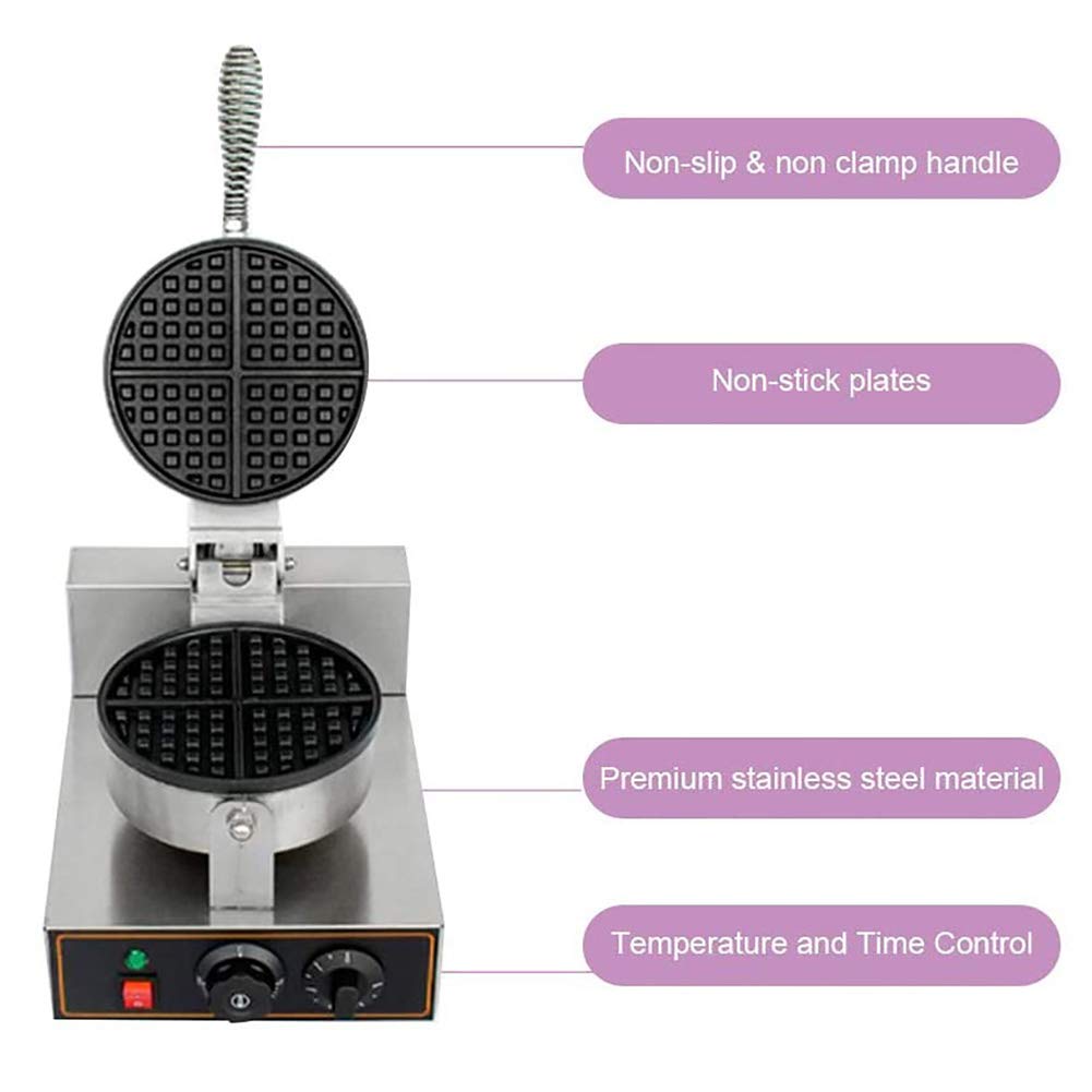 1200W Electric Waffle Maker Machine with Non-Stick Baking Pan - 220V Commercial Waffle Iron for Breakfast, Brunch & Restaurant Use
