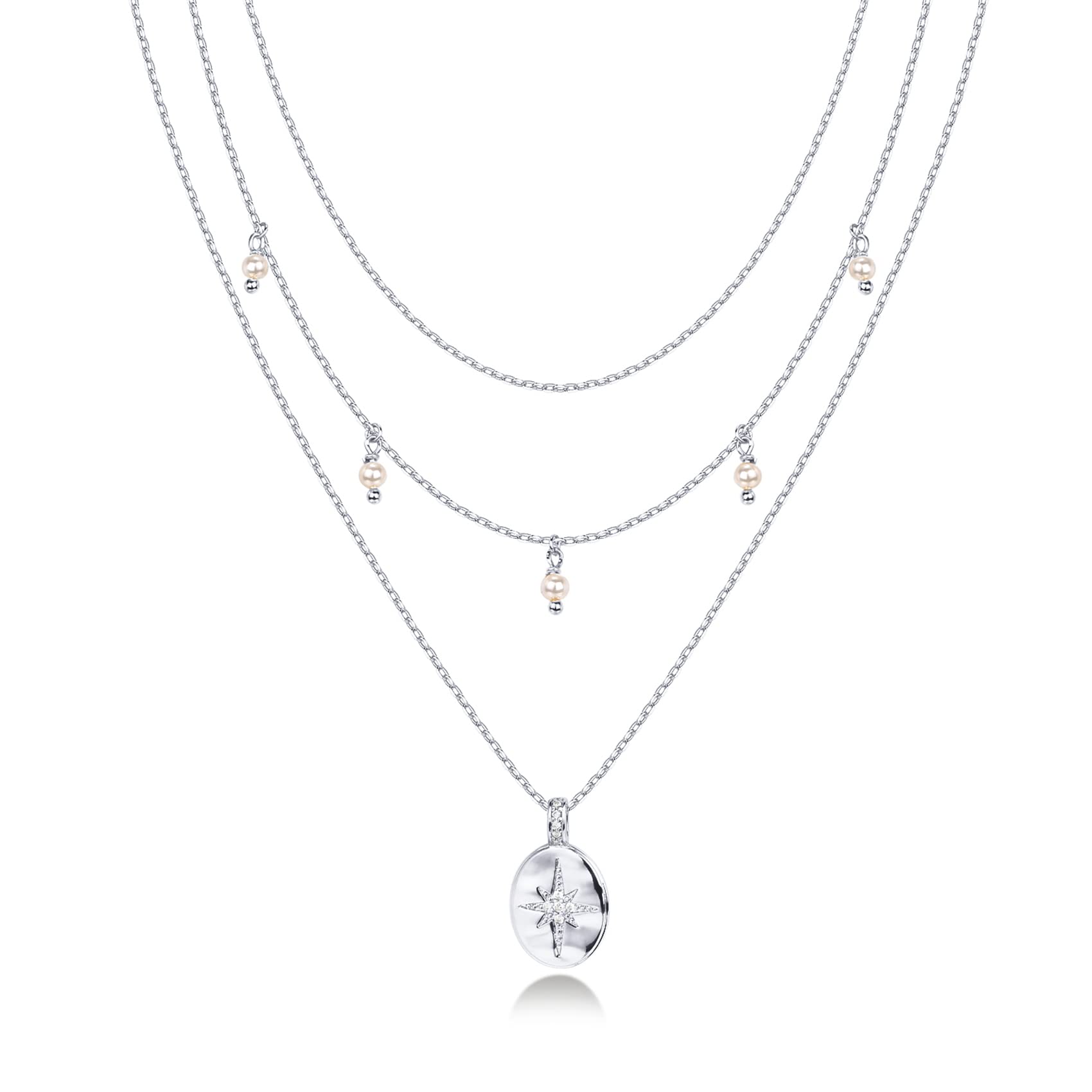 PAVOI 14K Gold Plated Layering Necklaces for Women - Minimalist Bar, Circle, Lotus, Disc & Dog Tag Pendant Set | Elegant Everyday Jewelry for Office, Date Night & Special Occasions
