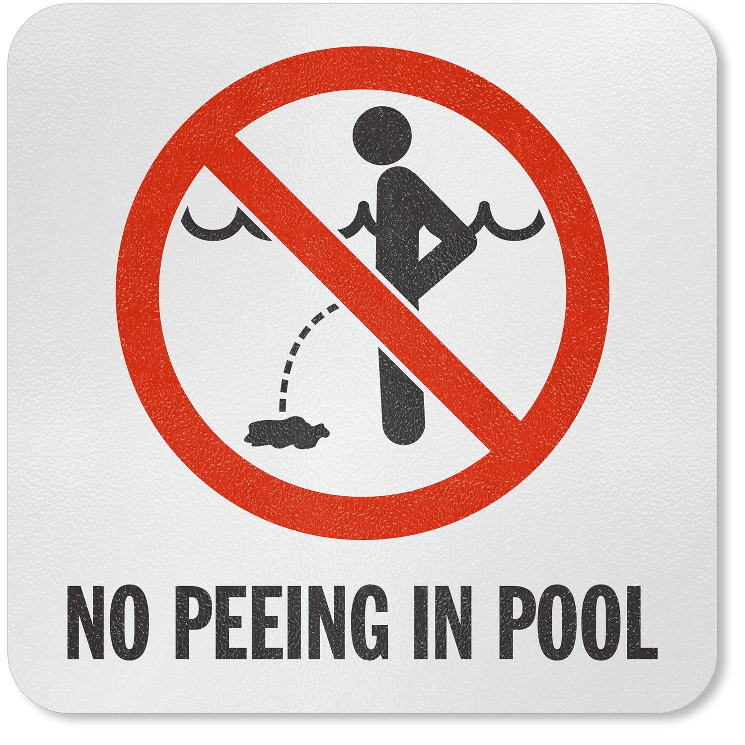 SmartSign 'No Peeing In Pool' Adhesive Vinyl Sign - 5.75x5.75 Inch Laminated Anti-Skid Marker for Swimming Pools, Restrooms & Public Areas - Red/Black/White - Made in USA
