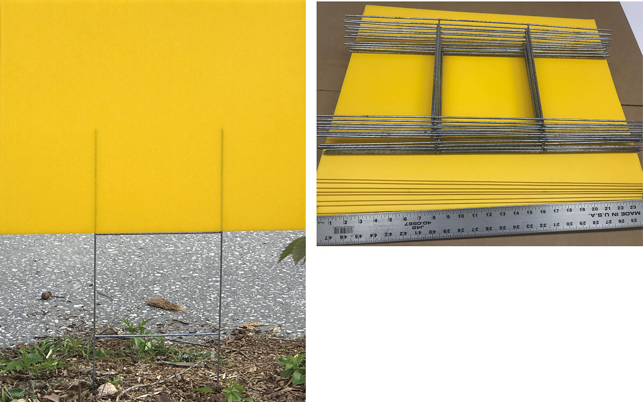 50 Yellow Yard Signs 18x24 Inch with Stakes - for Garage Sale, Rent, Open House