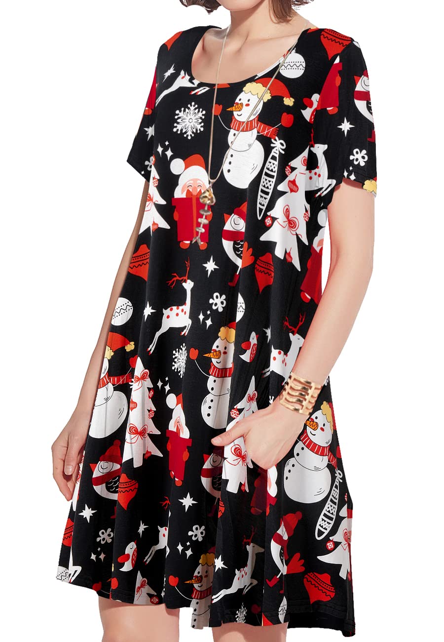 JollieLovin Women's Casual Swing T-Shirt Dress - Loose Fit Short Sleeve Summer Dress with Pockets | Plus Size Available | Perfect for Beach, Vacation & Everyday Wear