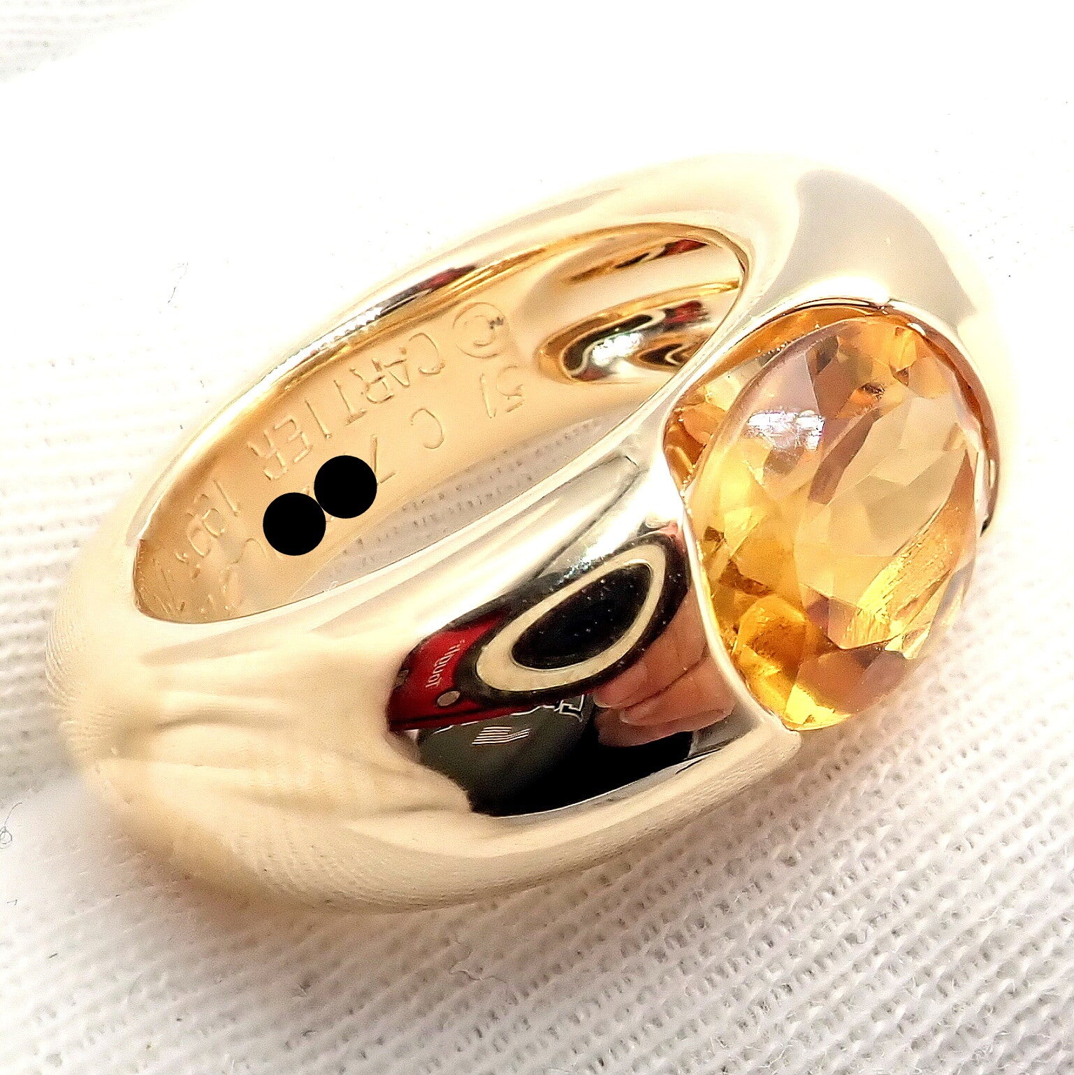 Authentic Cartier 18K Yellow Gold Citrine Wide Large Ellipse Band Ring Size 5.5 - Luxury Jewelry for Women, Perfect for Weddings, Anniversaries & Special Occasions