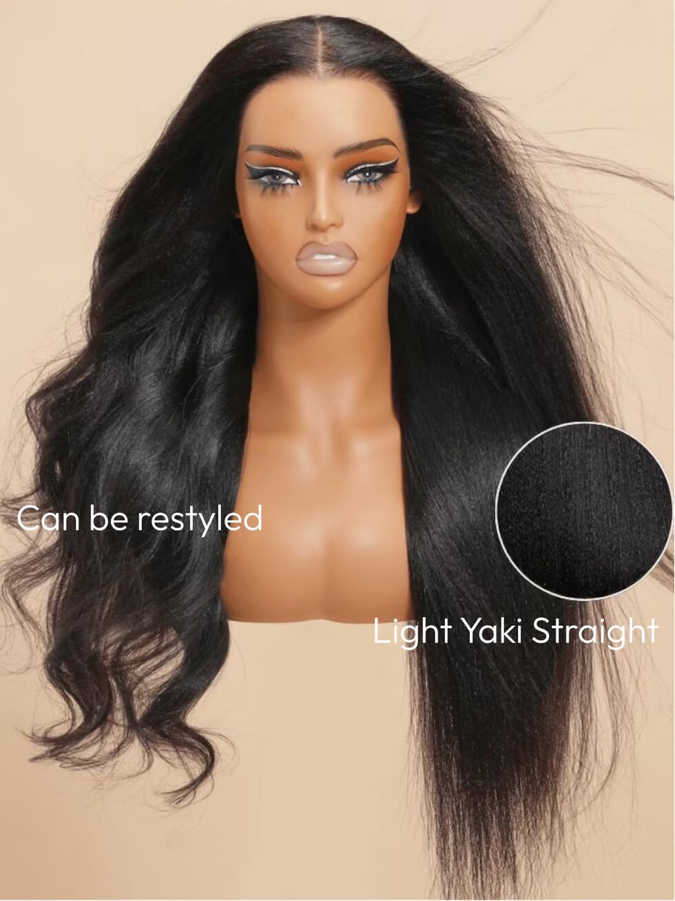 UNICE Pre Everything Glueless Frontal Wig with Ear Tab Tape - Yaki Straight 13x4 Lace Front Human Hair Wig | Pre-Bleached Knots, Pre-Cut, Pre-Plucked Hairline, 150% Density, 22 Inch | Perfect for Daily Wear, Cosplay, and Special Occasions
