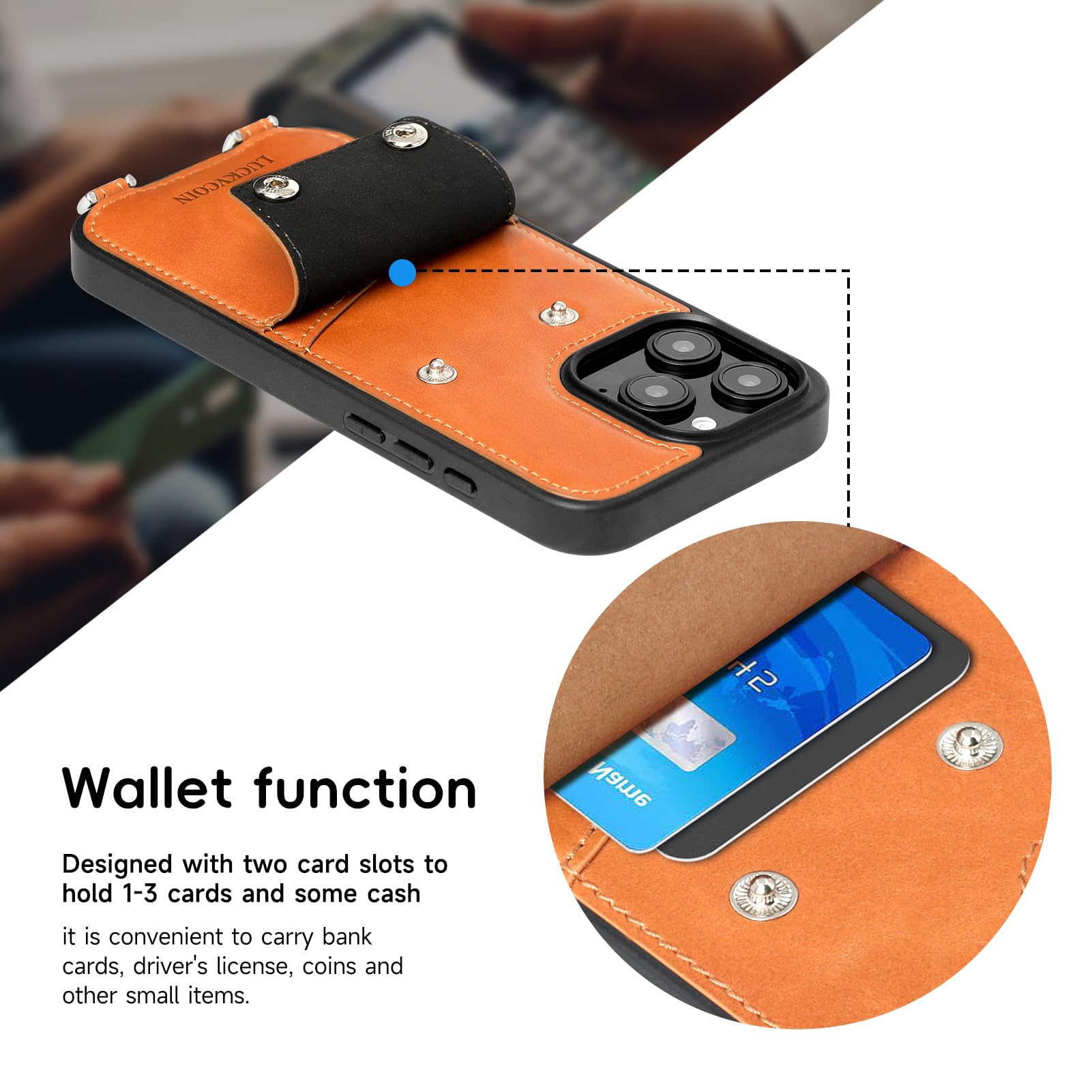 Leather Wallet Case for iPhone 16 Pro Max - Crossbody Lanyard & Card Holder for Women | Everyday Essentials