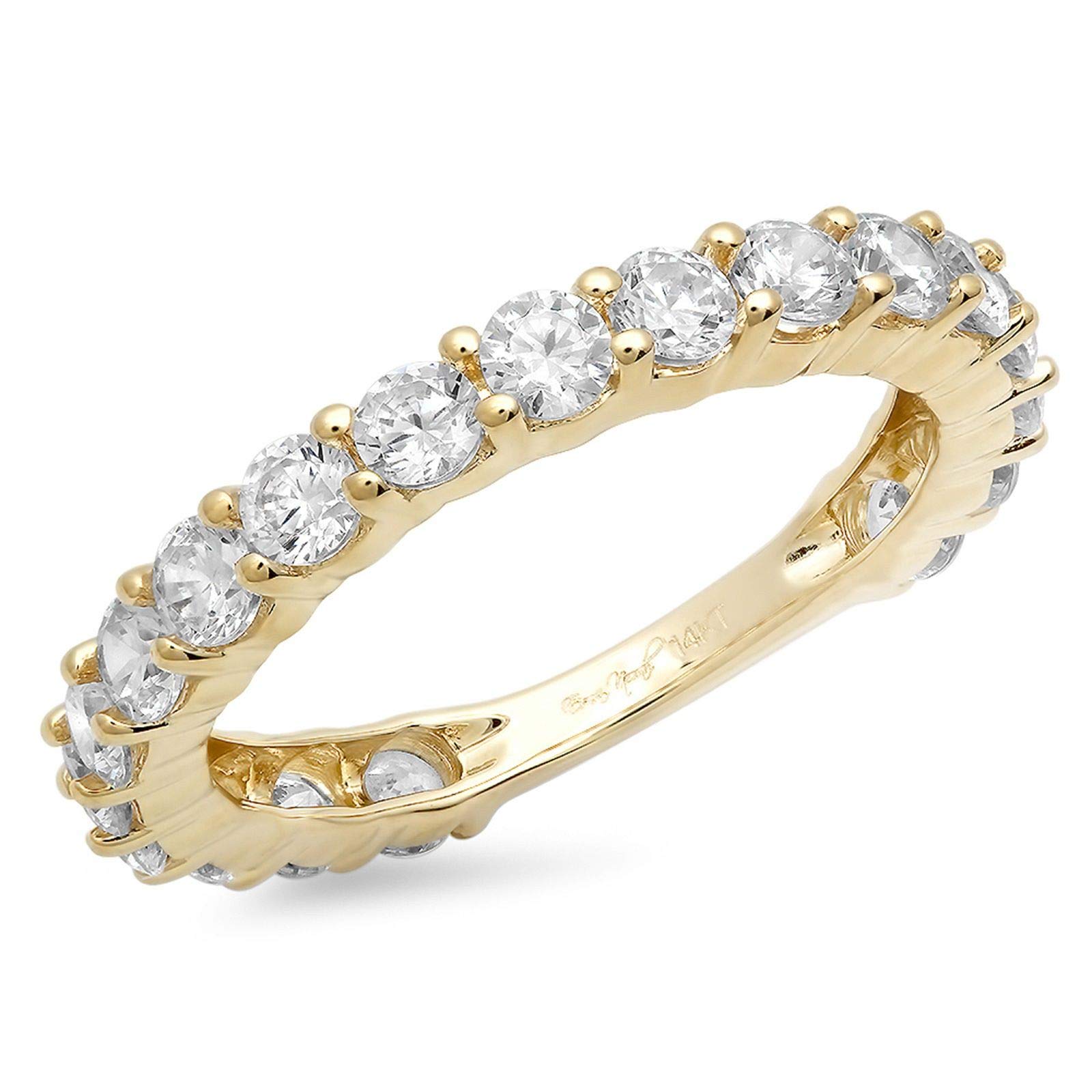 1.52 Carat Round Brilliant Cut Natural Conflict-Free Diamond Ring - SI1-SI2 Clarity, J-K Color, 14K Solid Yellow Gold - Art Deco Eternity Wedding Band, Engagement Ring, Promise Ring for Women - Perfect for Anniversaries, Proposals & Special Occasions