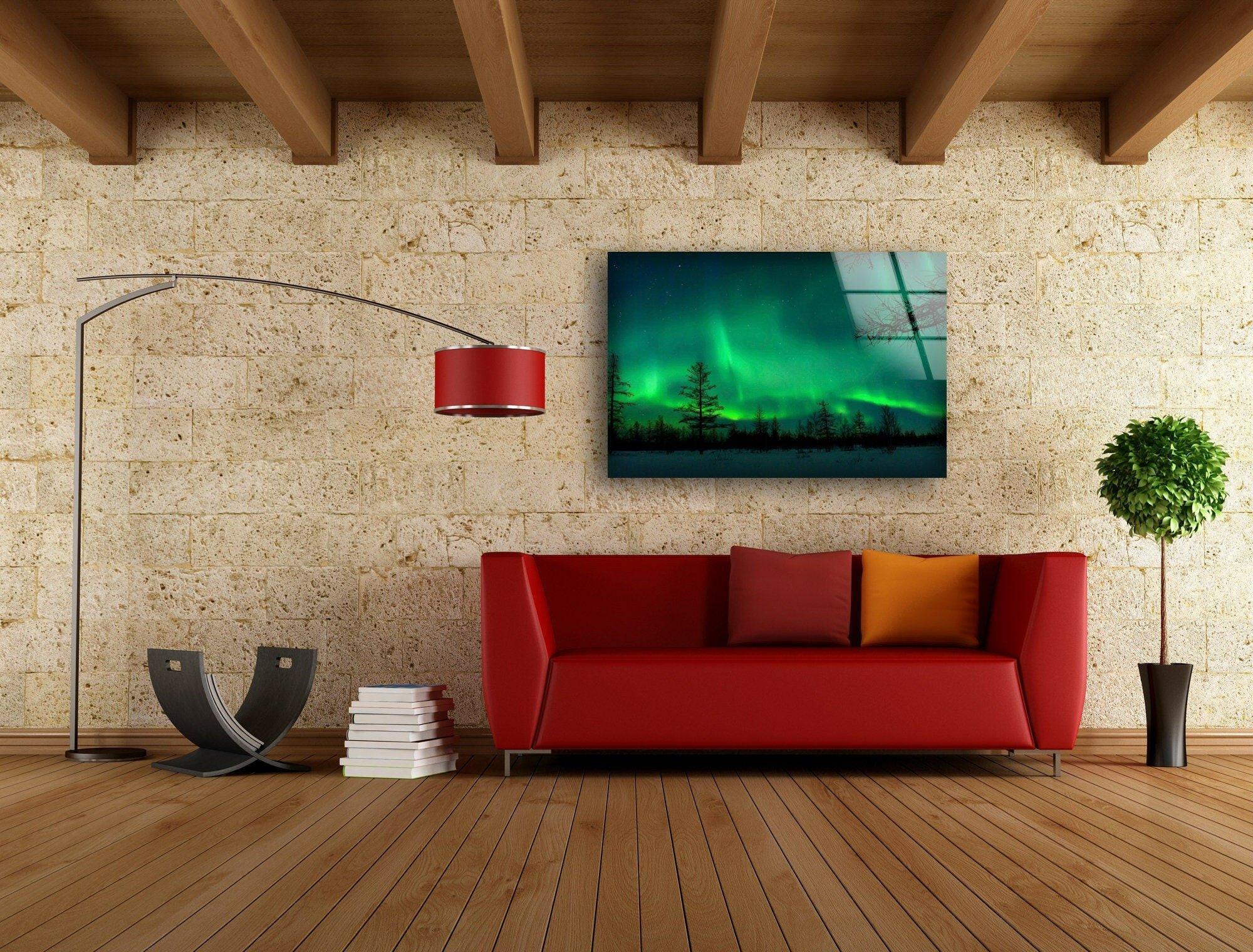 Aurora Lights Neon Glass Wall Art - Modern LED Home Decor for Living Room, Bedroom, Bar & Office - Unique Gift for Housewarming, Wedding & Birthday