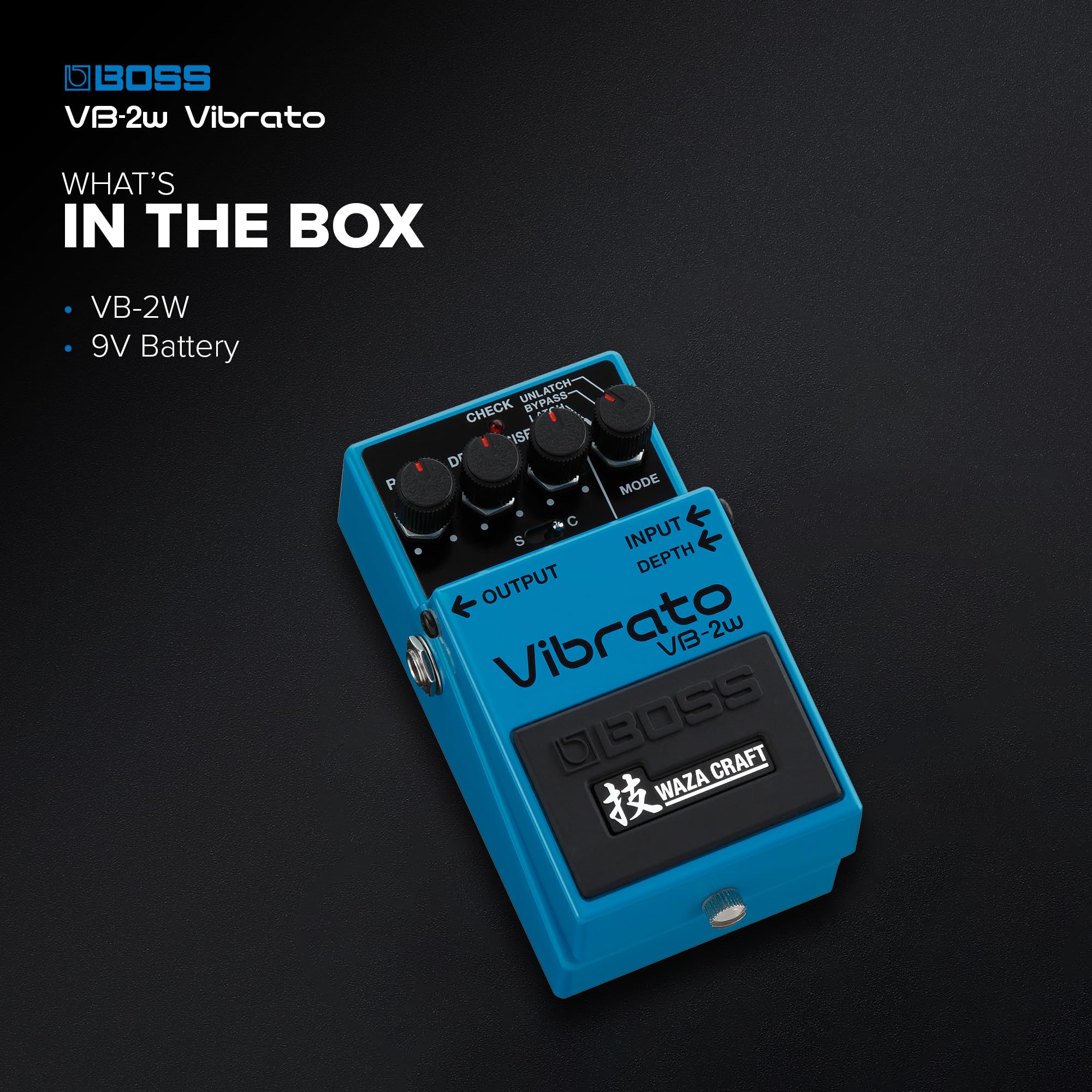Boss VB-2W Waza Craft Vibrato Pedal - Premium Guitar Effects Pedal for Professional Musicians | Perfect for Studio Recording & Live Performances