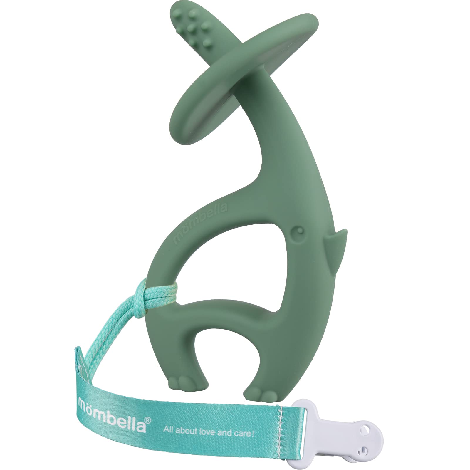 Mombella Dancing Elephant Teether Toys for Babies 3-12 Months, Freezable Silicone Chew Toys with Strap & Clip, Easy-Hold Infant Teethers, Perfect Gift for Newborns, Light Green – Ideal for Home, Travel, and Daycare Use