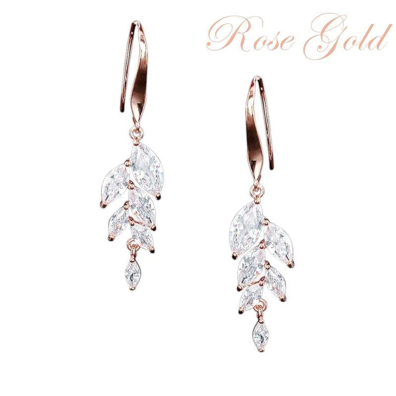 Crystal Drop Earrings for Women - 14K Gold, Rose Gold & Sterling Silver Dangle Earrings (7198,7197,7302) | Elegant Jewelry for Parties, Weddings & Special Occasions