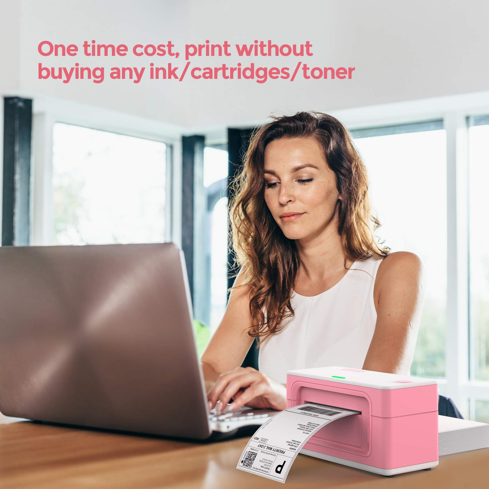MUNBYN 4x6 USB Thermal Shipping Label Printer for Home & Small Business - Compatible with Canada Post, Purolator, UPS, FedEx, DHL (Pink) - Perfect for E-commerce, Online Sellers & Package Shipping