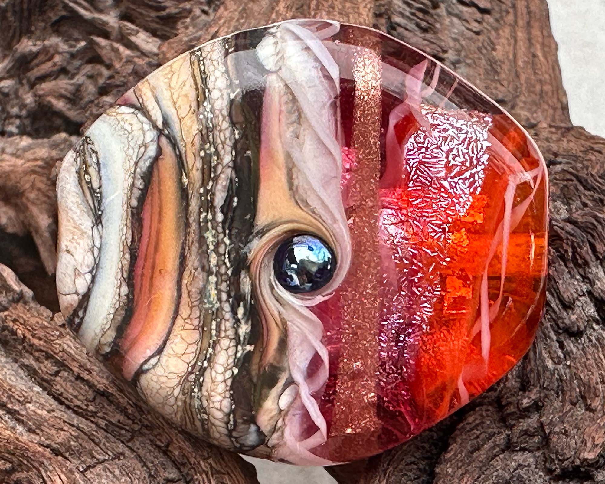 Handmade Sunset Organic Lampwork Glass Focal Bead SRA - Perfect for Jewelry Making, DIY Crafts & Beading Projects
