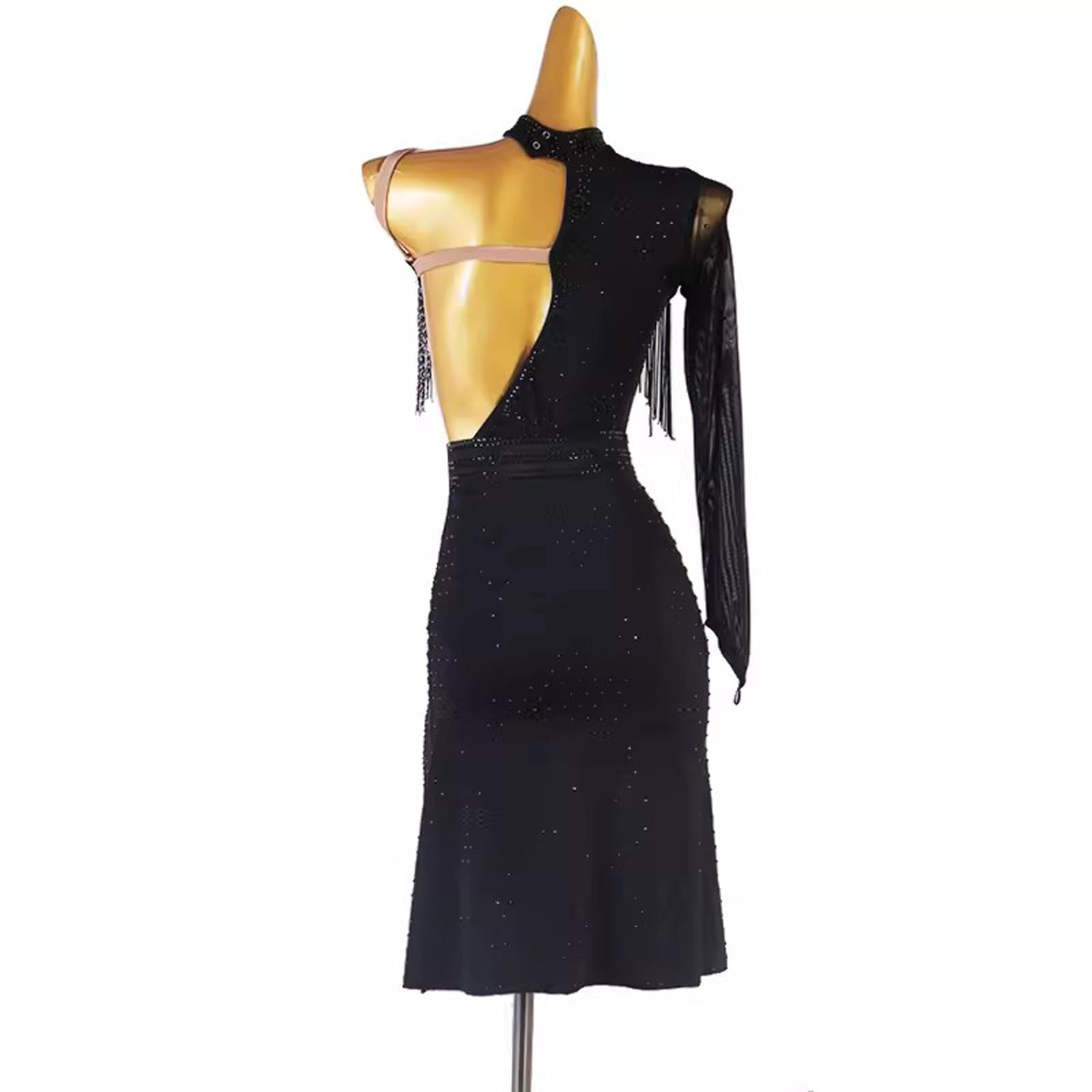 Professional Latin Dance Costume for Women - Elegant Beaded Salsa Tango Ballroom Competition Dress | Perfect for Performances, Shows & Dance Competitions