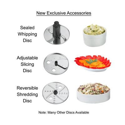 Waring 3.5 Qt Commercial Food Processor with Continuous Feed - 3 Stainless Steel Discs, 1 HP Motor - Perfect for Slicing, Shredding & Chopping Vegetables, Fruits & Nuts in Restaurants & Home Kitchens