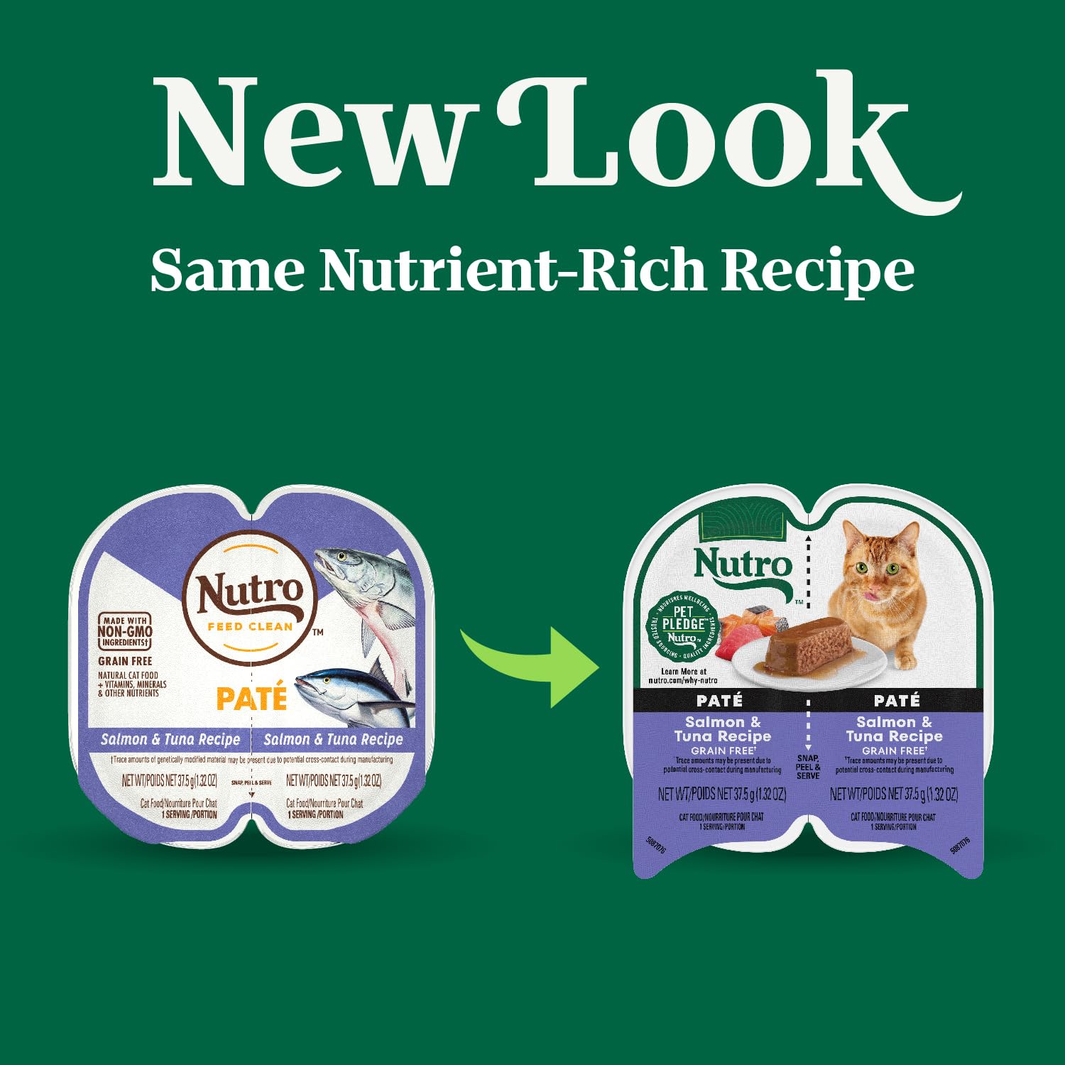Nutro Perfect Portions Wet Cat Food Paté - Salmon & Tuna Recipe in Twin-Pack Trays (24 Count, 2.64 oz Each) | Grain-Free, Natural Ingredients for Adult Cats | Perfect for Mealtime, Travel & Treats