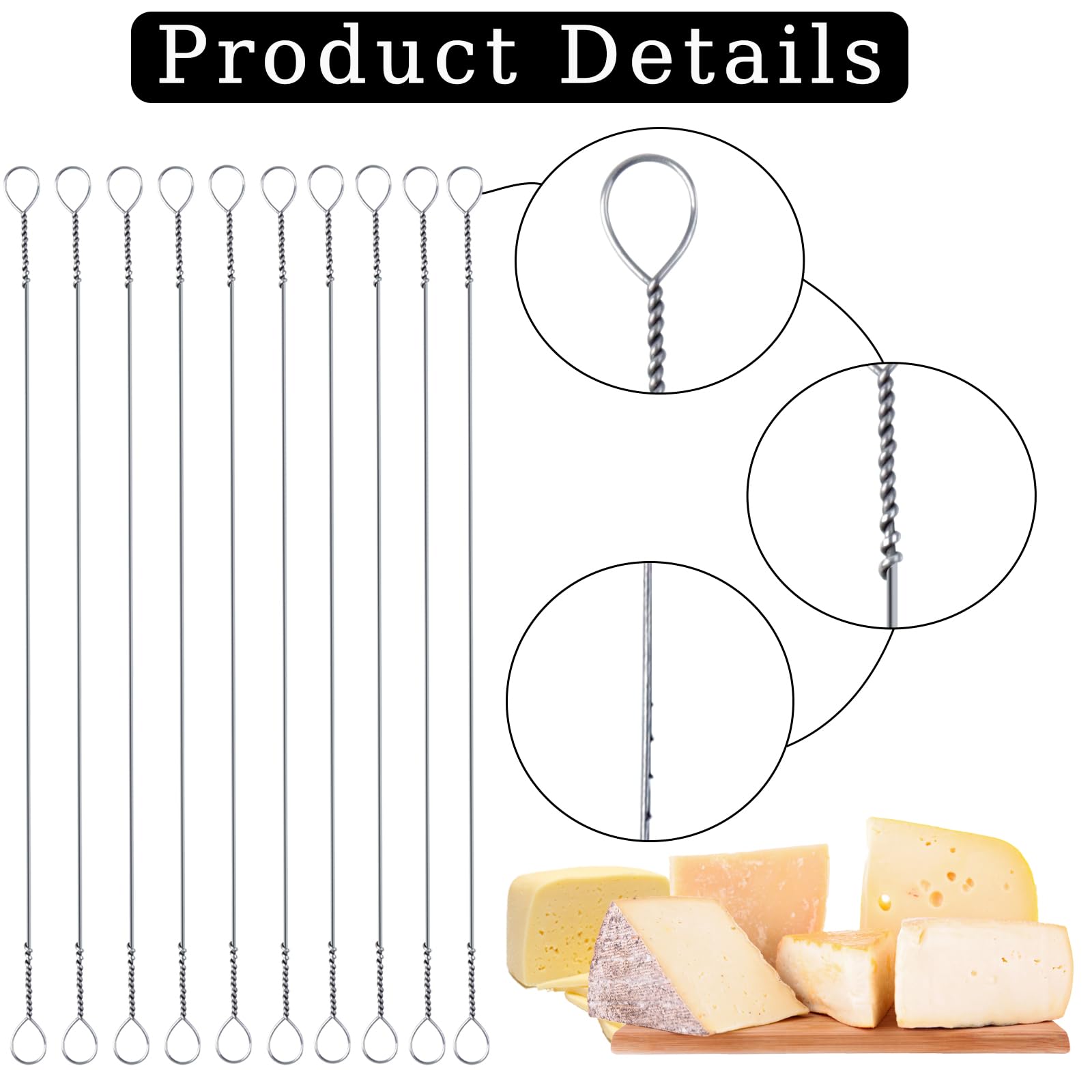 10PCS Stainless Steel Cheese Slicer Wires - 6 Inch Professional Cheese Cutter Kit for Block Cheese, Butter & More | Durable Kitchen Tool for Home, Restaurant & Catering | Perfect for Cheese Boards, Charcuterie & Food Prep
