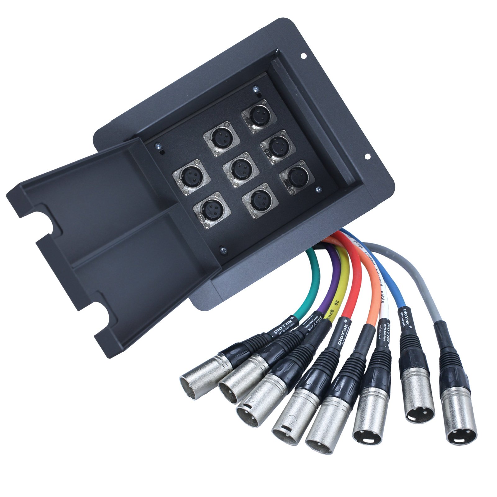 Professional Recessed Stage Floor Pocket Box - Black Prewired Audio Connector Box for Live Performances & Theater Stages