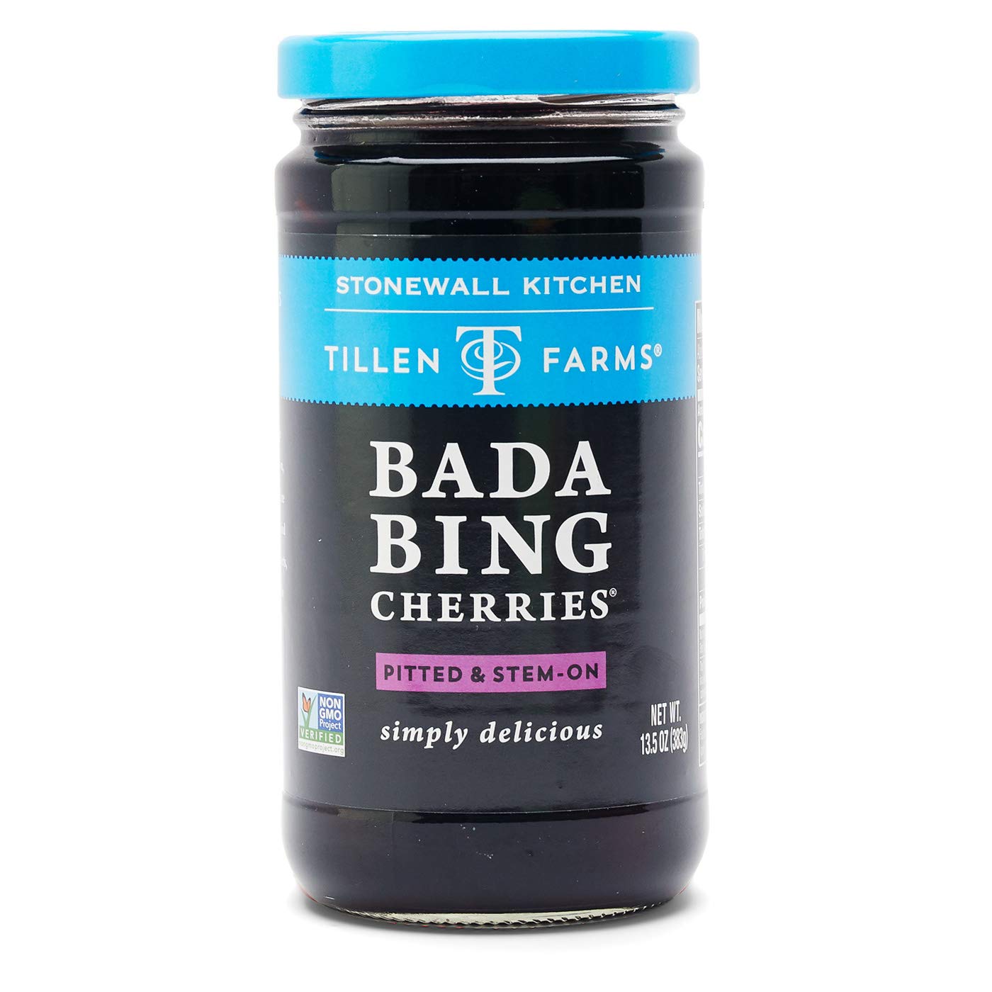 Tillen Farms Bada Bing Pitted Cherries - 13.5 oz Jar, Sweet Dark Cherries for Baking, Cocktails & Desserts | Premium Cocktail Cherries for Old Fashioned, Ice Cream & Yogurt Toppings
