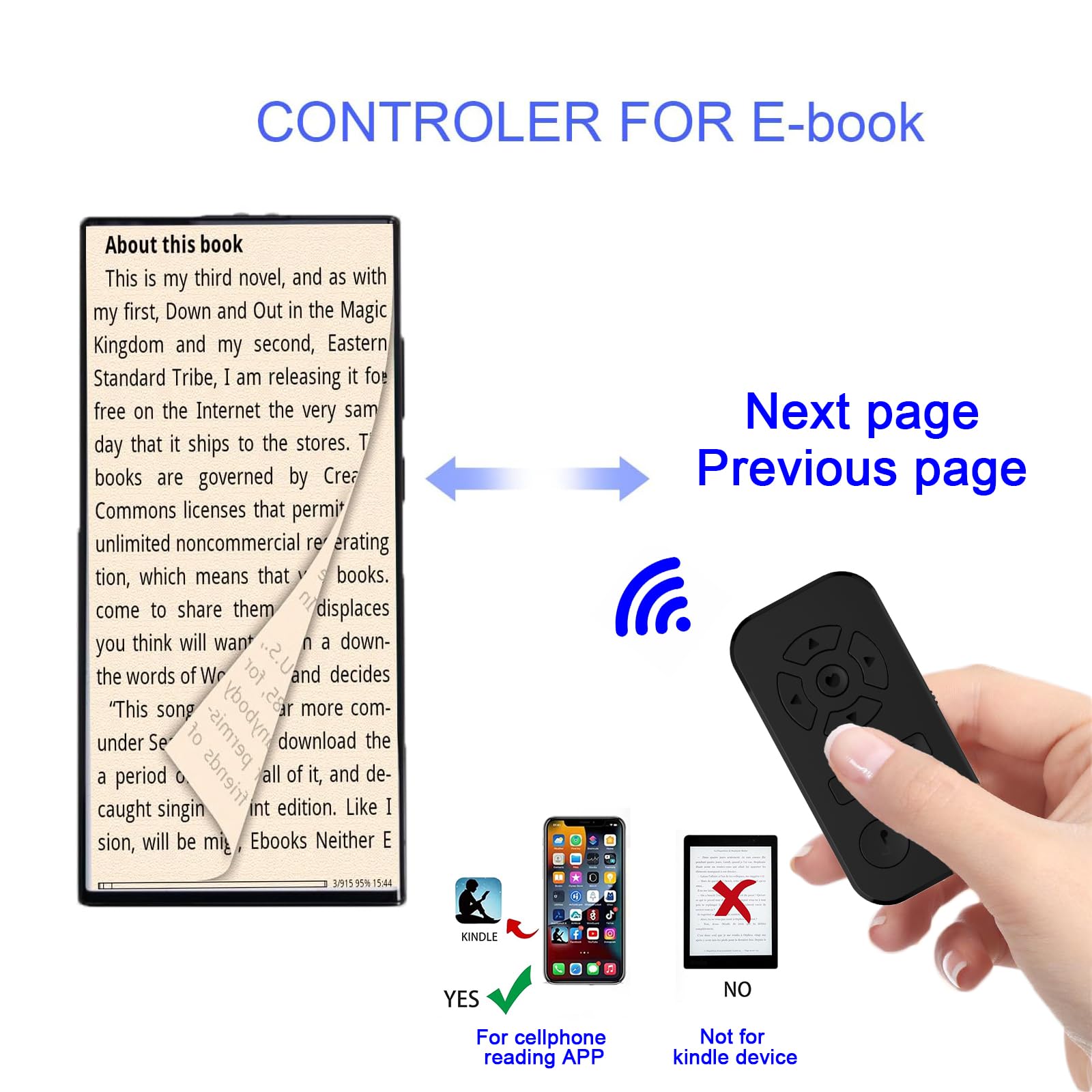 Bluetooth Remote Control for iPhone & Android - TikTok Scroller, Kindle Page Turner, Photo/Video Clicker with Phone Stand & Hand Strap (Black) - Perfect for Social Media, Reading & Presentations